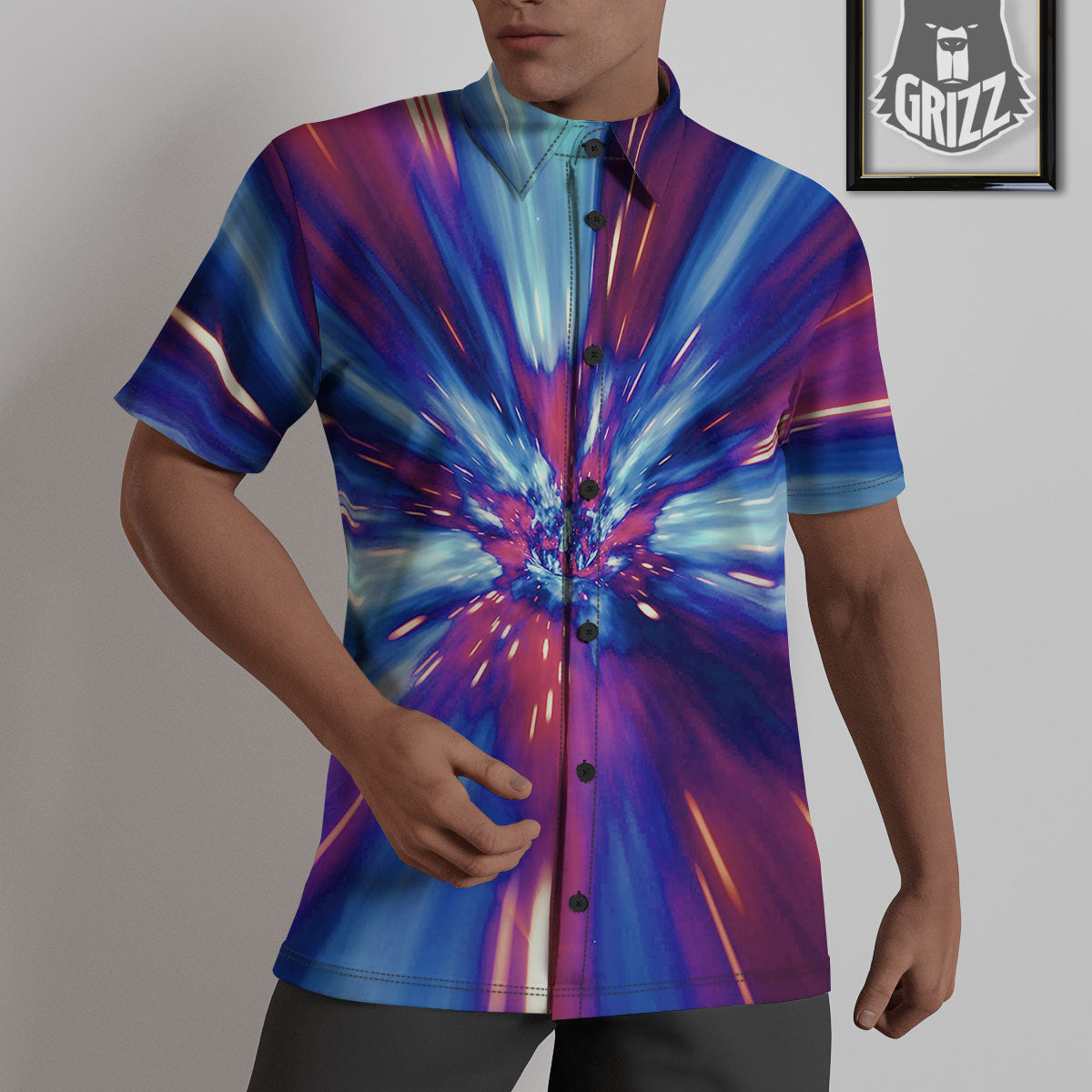 Lightspeed Galaxy Print Untucked Shirts-grizzshop