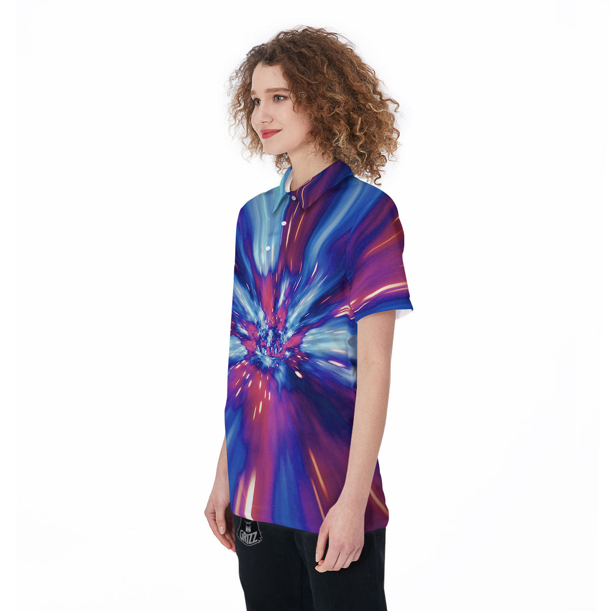 Lightspeed Galaxy Print Women's Golf Shirts-grizzshop