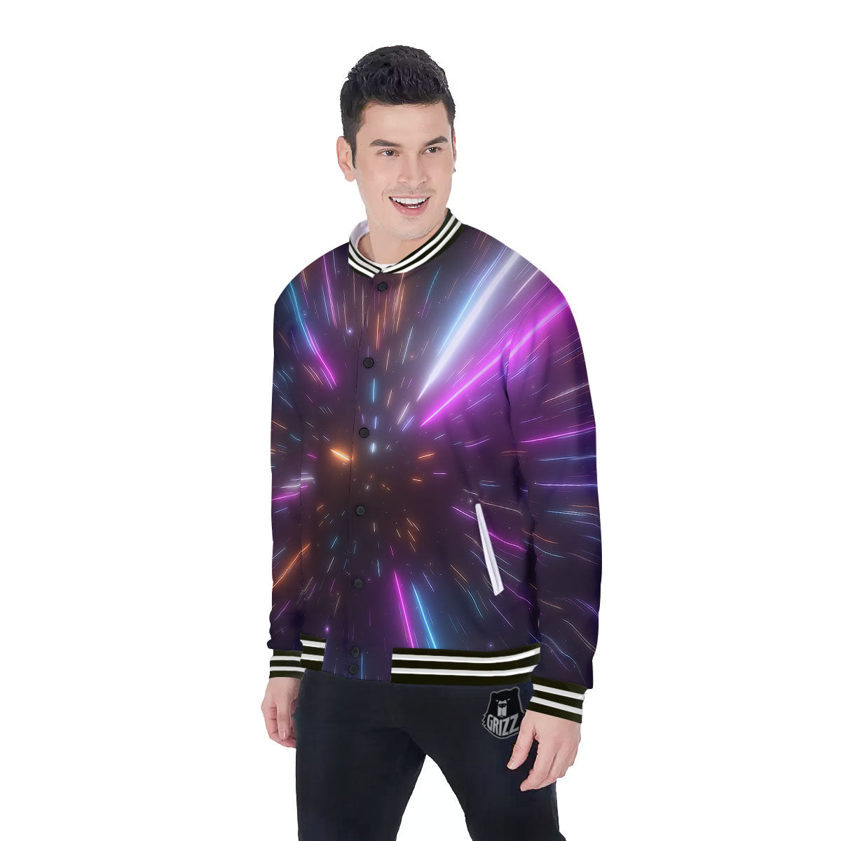 Lightspeed Hyperspace Print Baseball Jacket-grizzshop