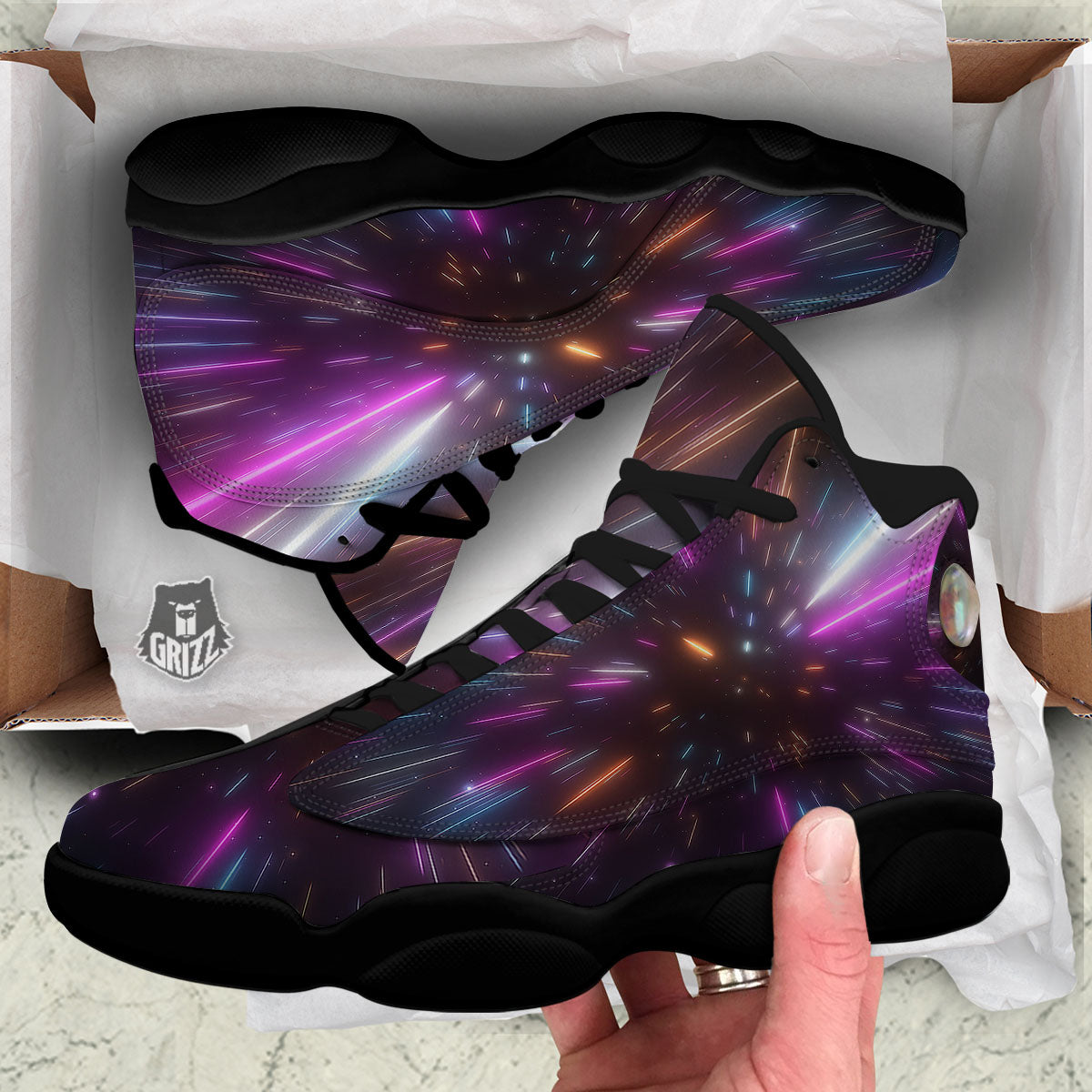 Lightspeed Hyperspace Print Black Basketball Shoes-grizzshop
