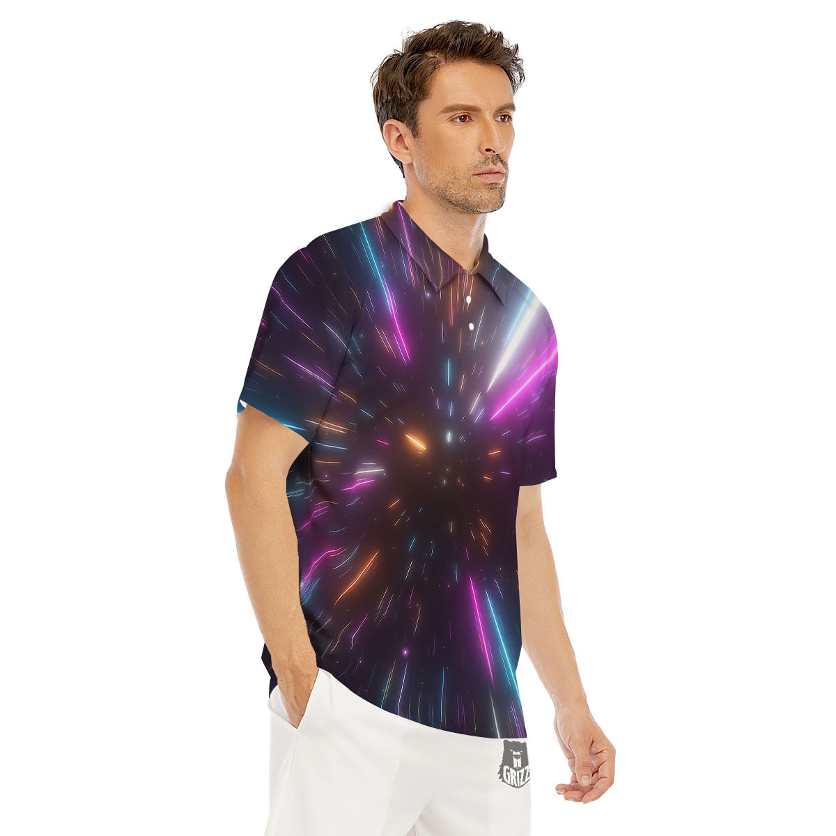Lightspeed Hyperspace Print Men's Golf Shirts-grizzshop