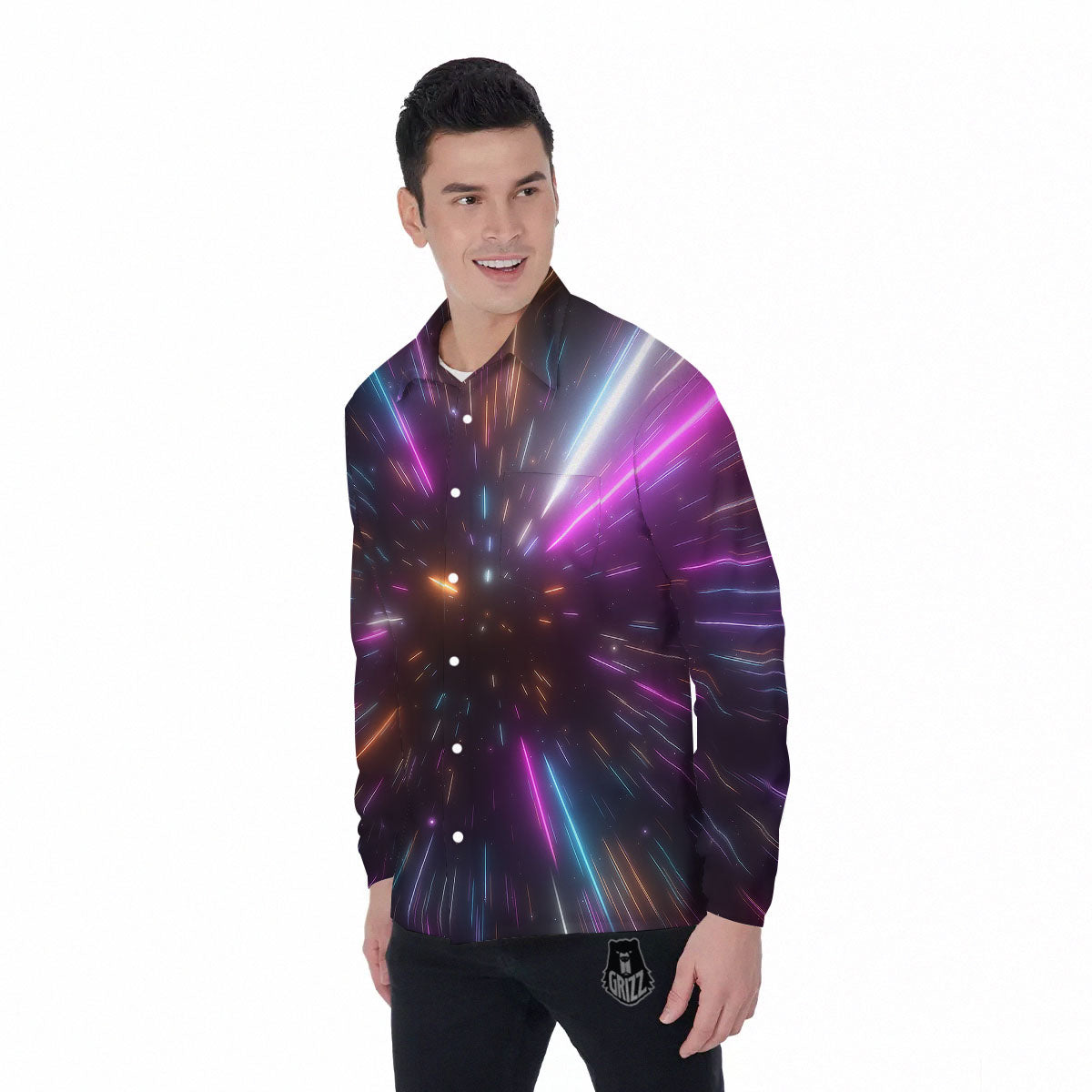Lightspeed Hyperspace Print Men's Long Sleeve Shirts-grizzshop