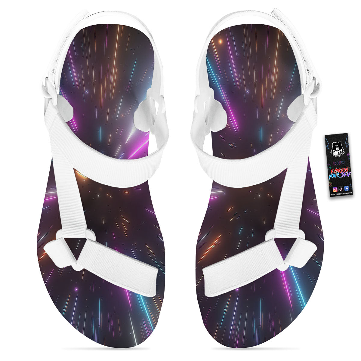 Lightspeed Hyperspace Print White Open Toe Sandals-grizzshop