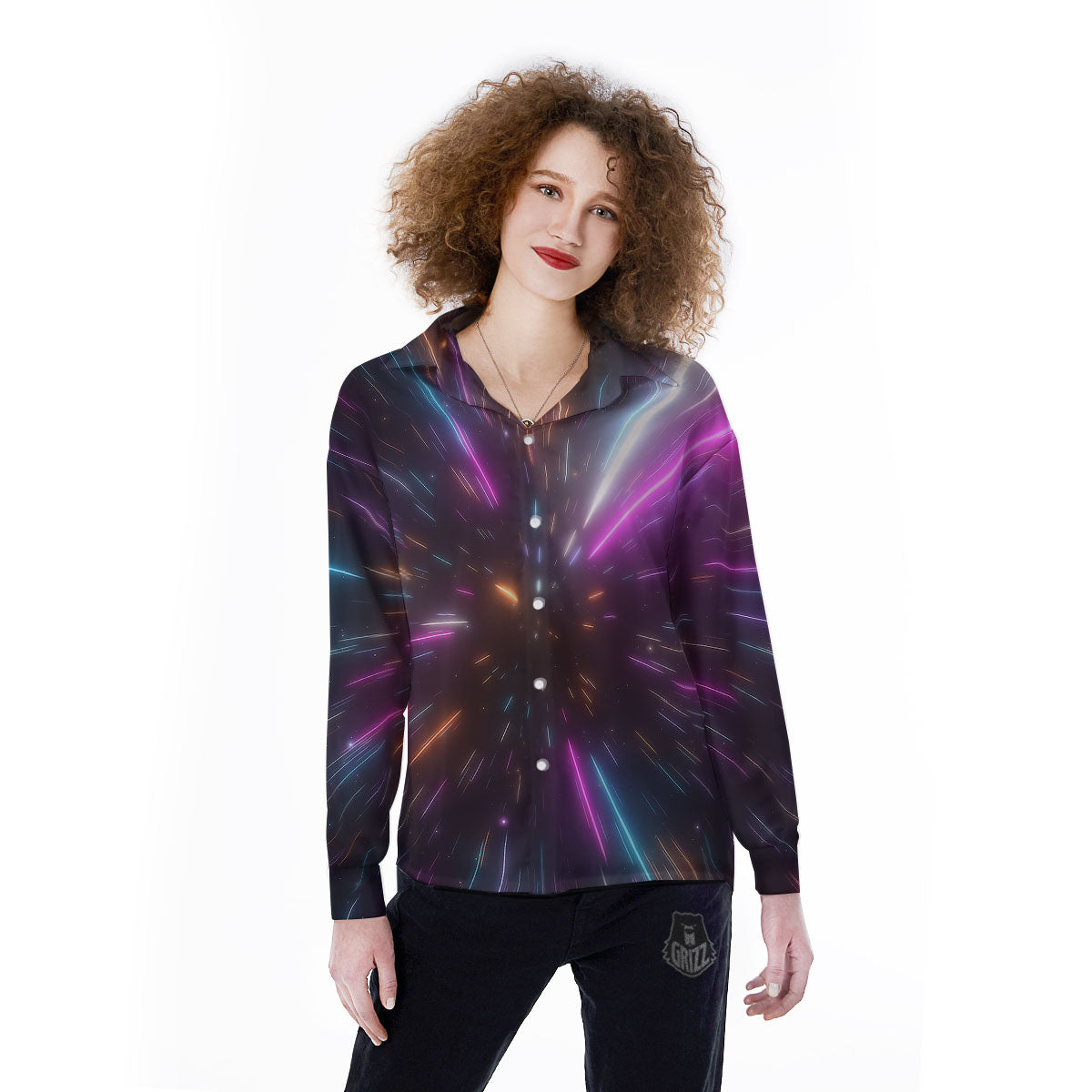 Lightspeed Hyperspace Print Women's Long Sleeve Shirts-grizzshop