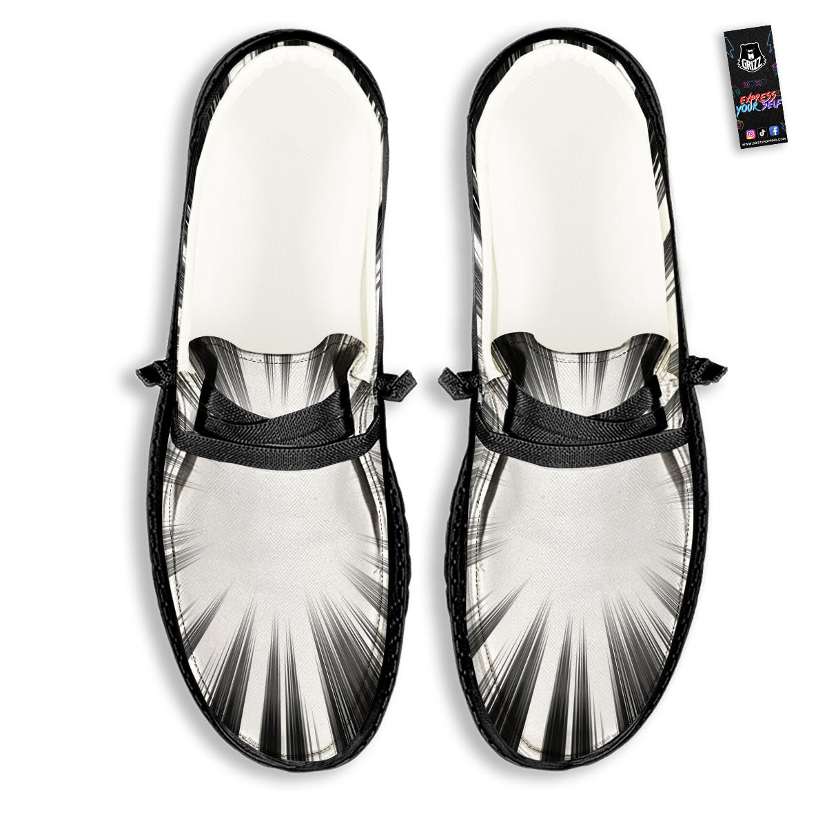 Lightspeed White And Black Print Black Loafers-grizzshop