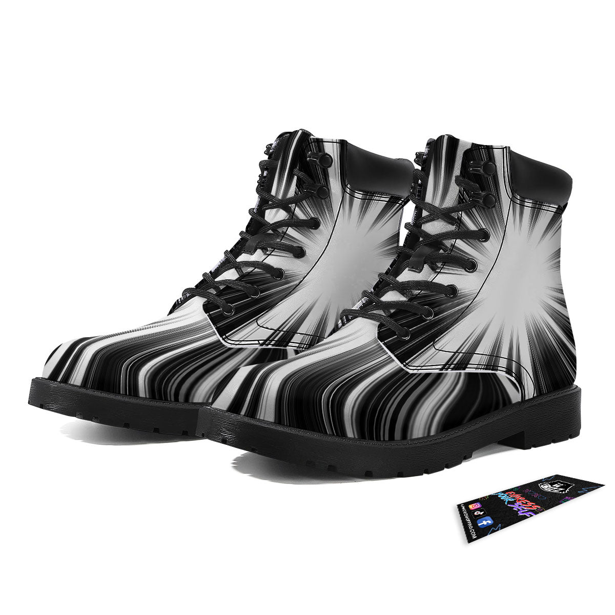 Lightspeed White And Black Print Boots-grizzshop