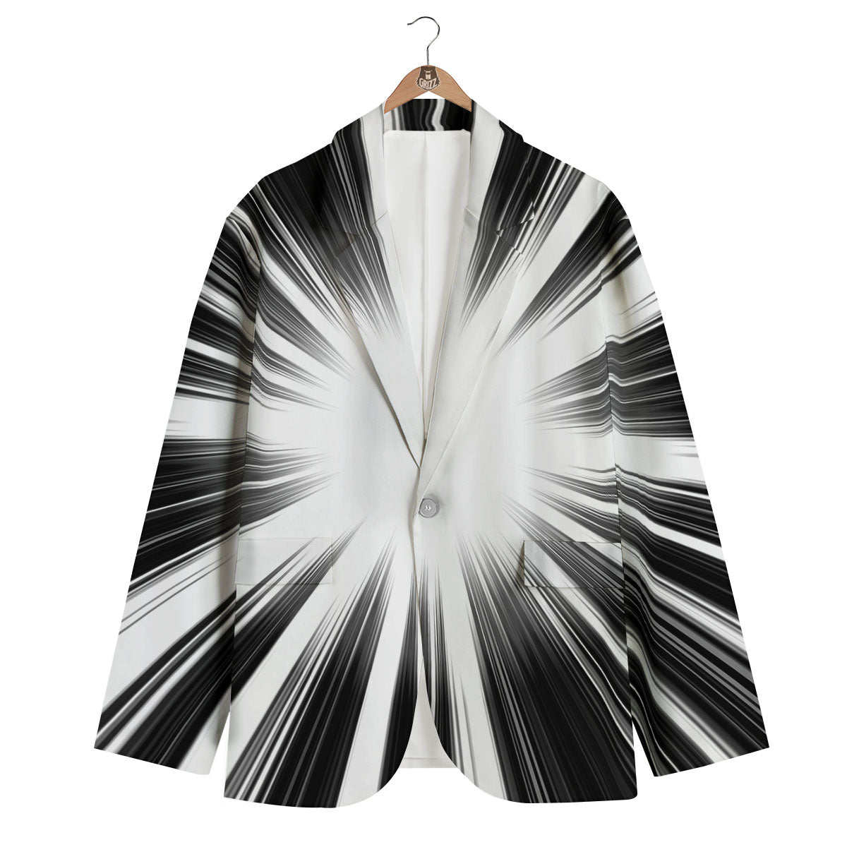 Lightspeed White And Black Print Men's Blazer-grizzshop
