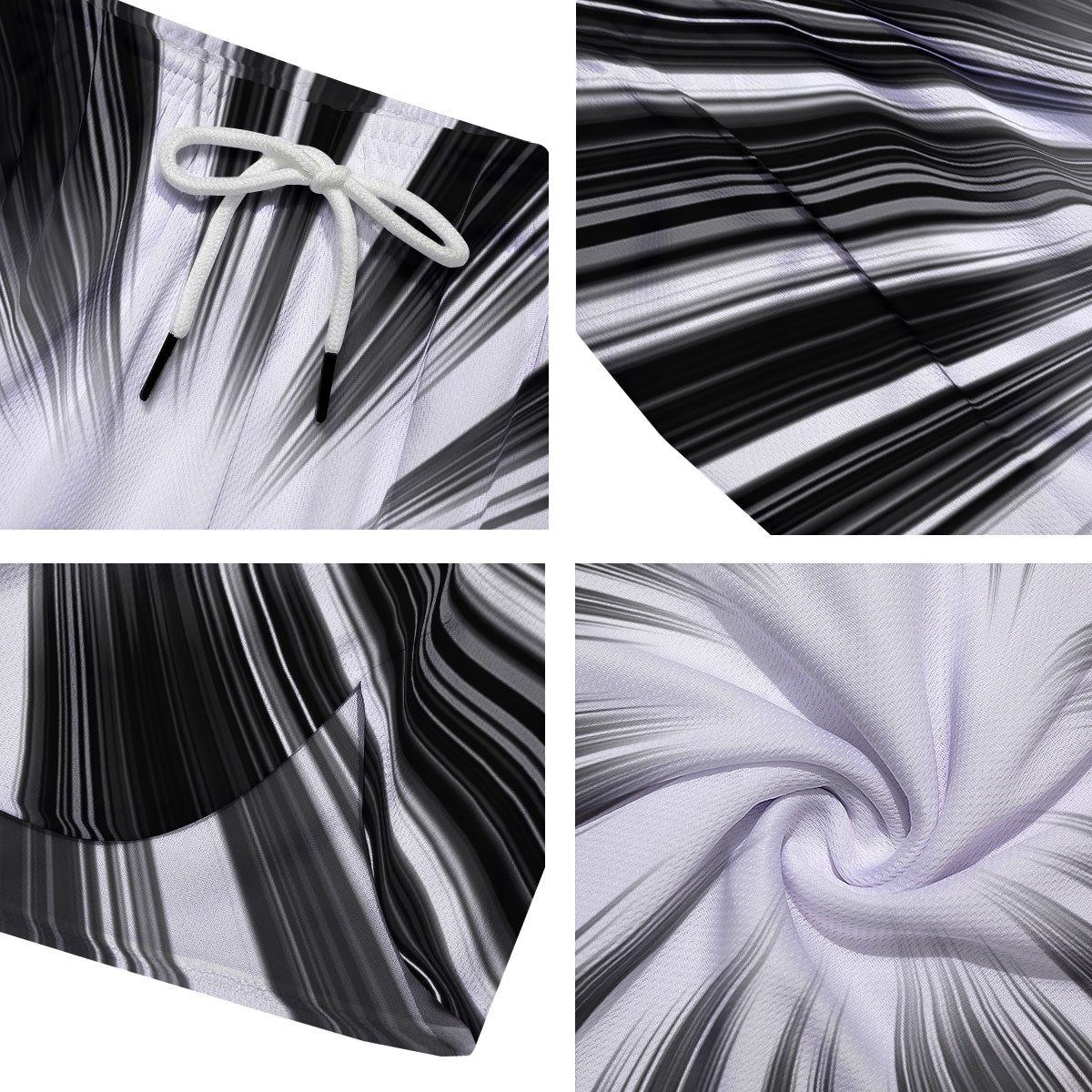 Lightspeed White And Black Print Men's Running Shorts-grizzshop