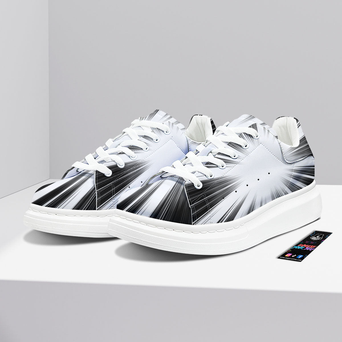Lightspeed White And Black Print Platform Shoes-grizzshop