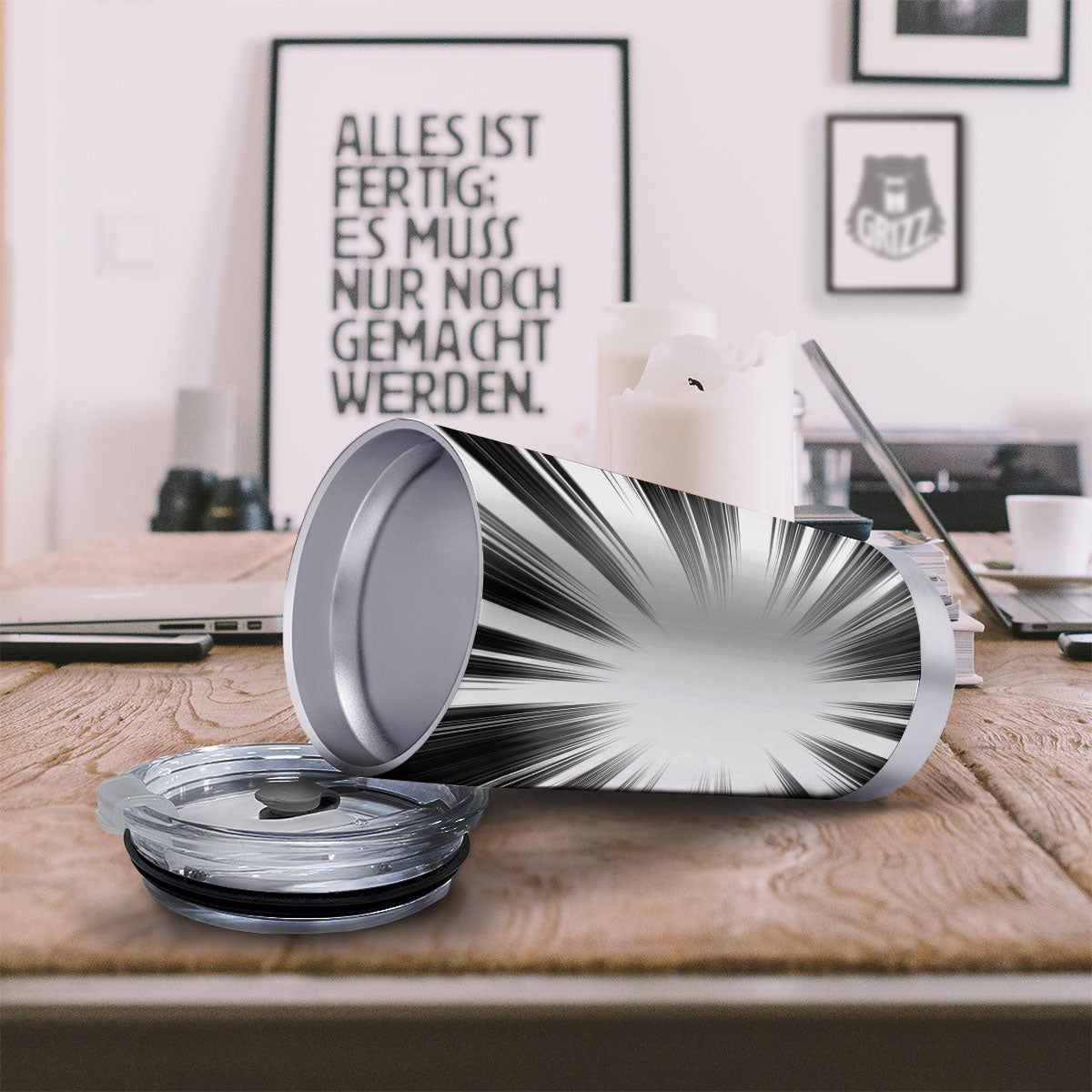 Lightspeed White And Black Print Tumbler-grizzshop