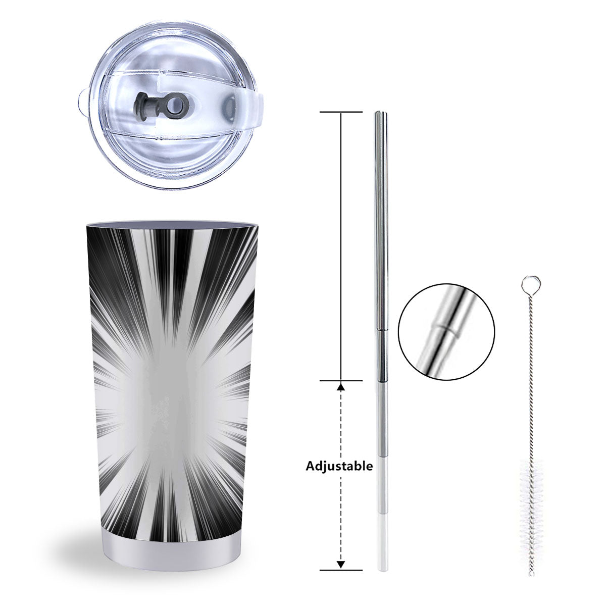 Lightspeed White And Black Print Tumbler-grizzshop