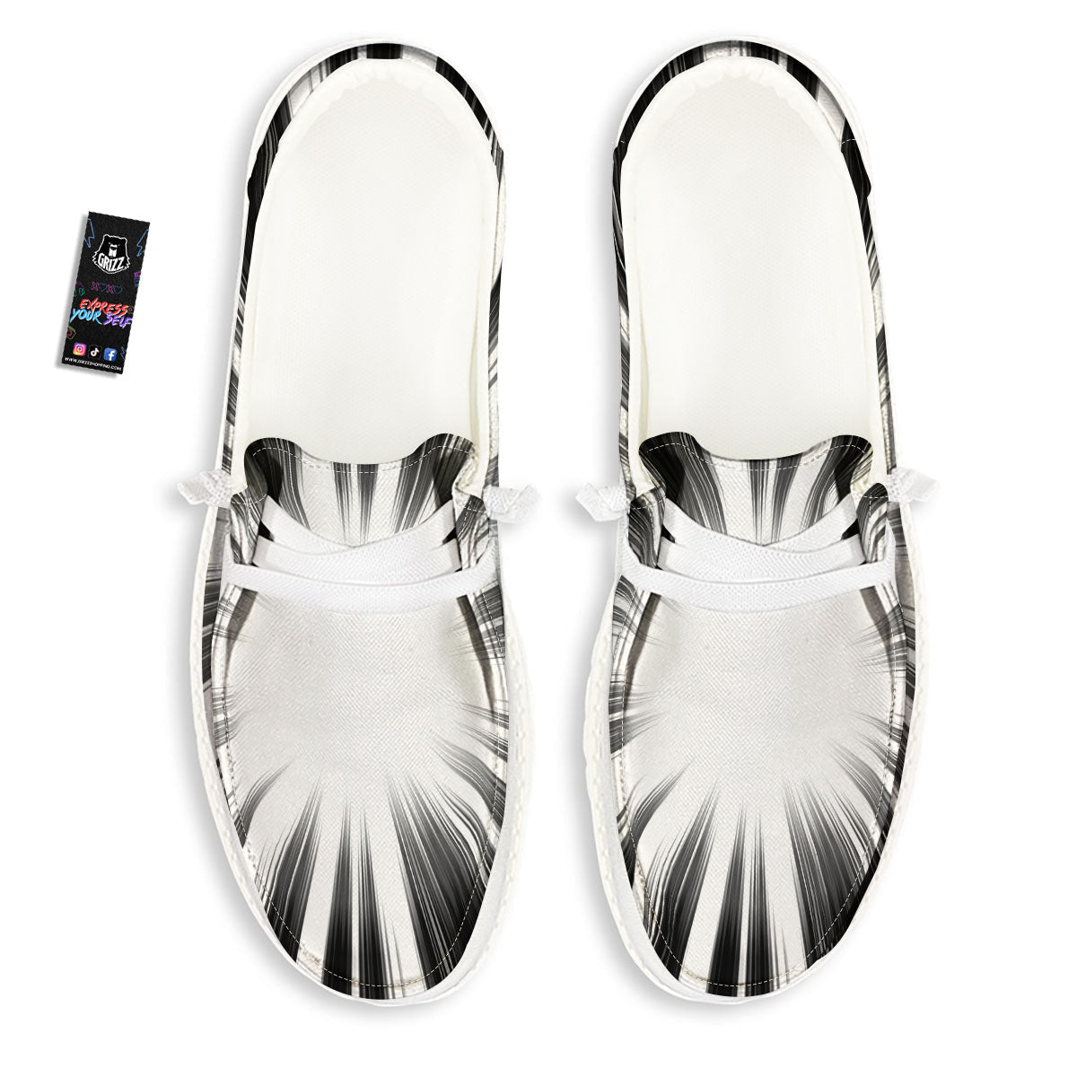 Lightspeed White And Black Print White Loafers-grizzshop