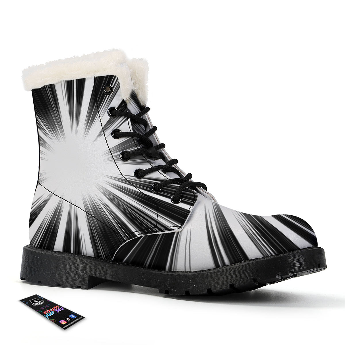 Lightspeed White And Black Print Winter Boots-grizzshop