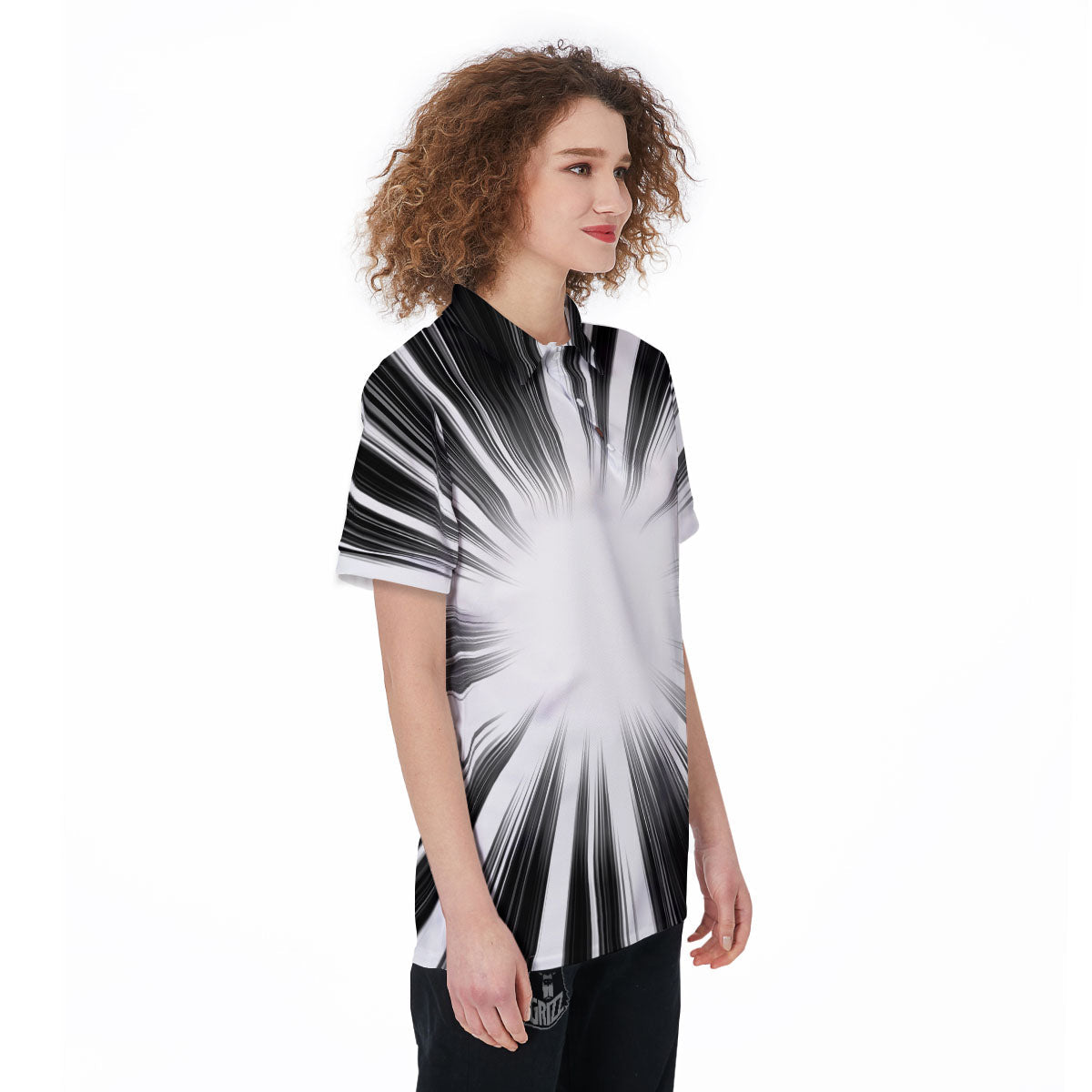 Lightspeed White And Black Print Women's Golf Shirts-grizzshop