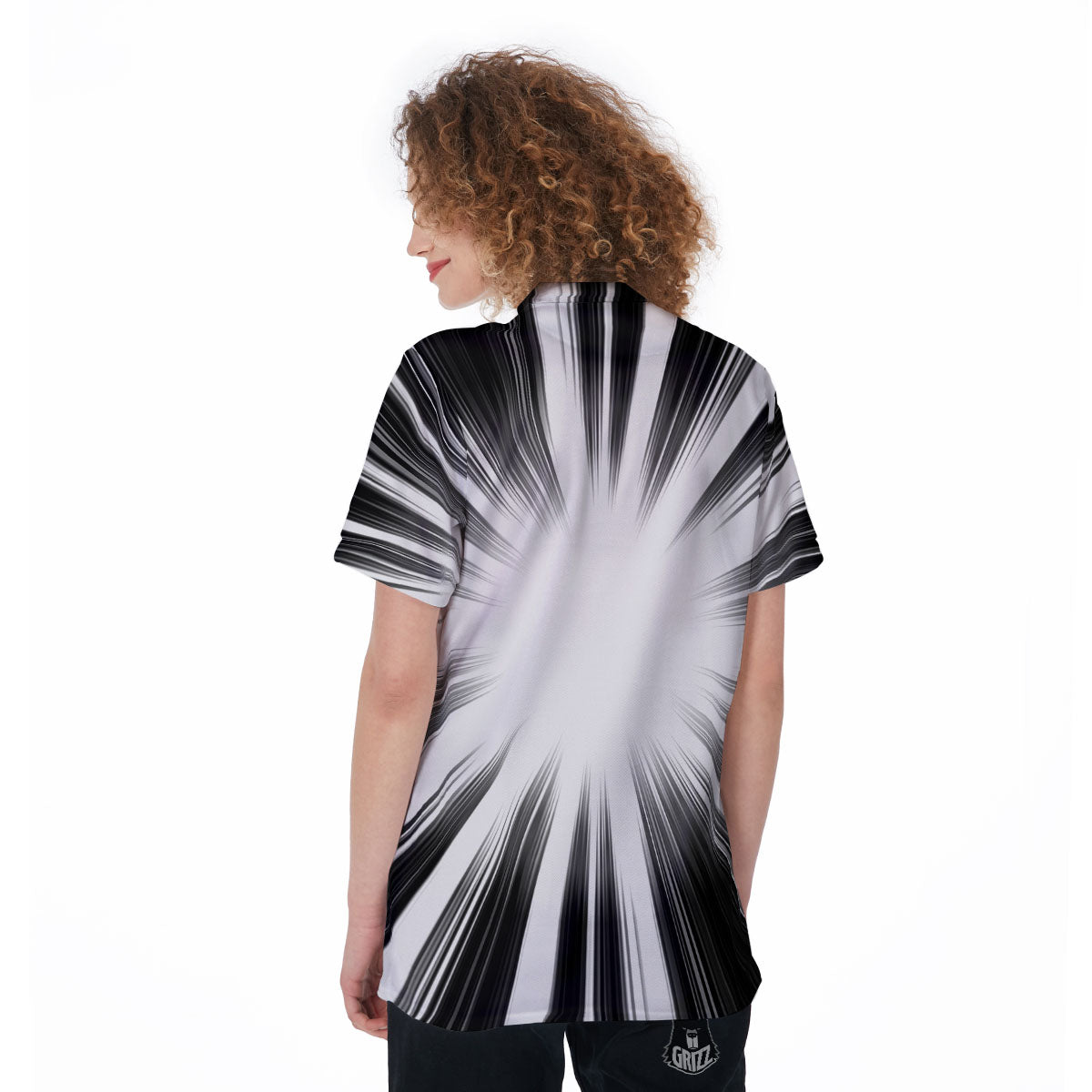 Lightspeed White And Black Print Women's Golf Shirts-grizzshop