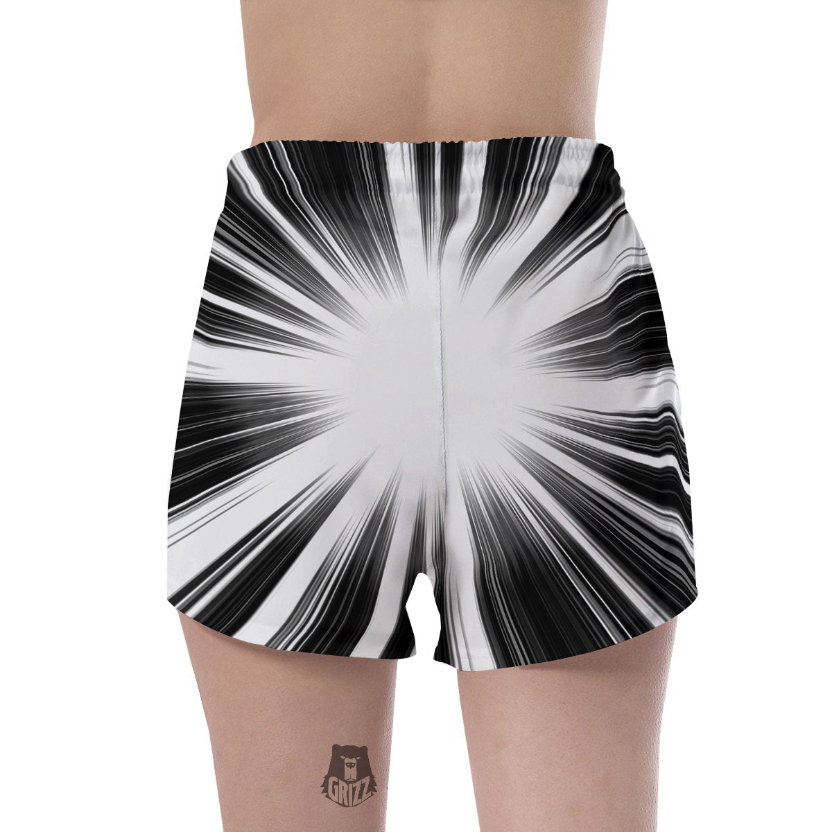 Lightspeed White And Black Print Women's Shorts-grizzshop