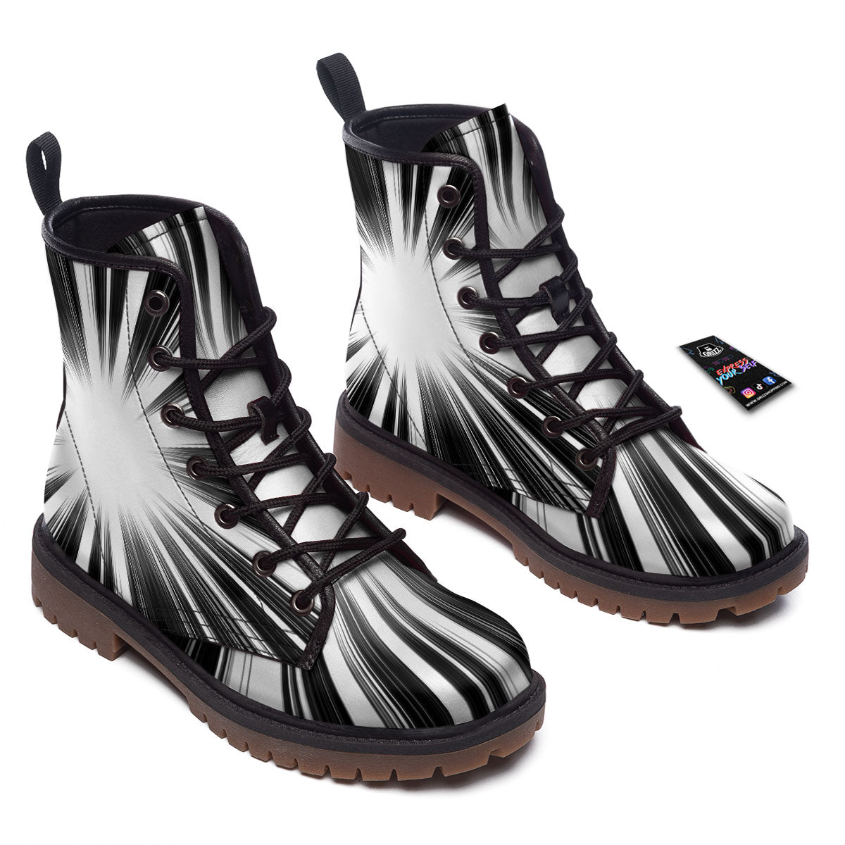 Lightspeed White And Black Print Work Boots-grizzshop