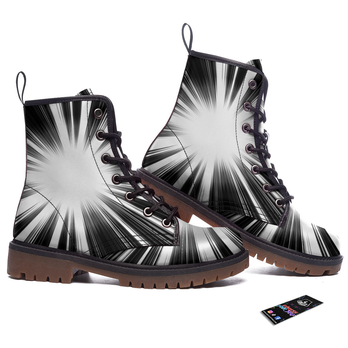 Lightspeed White And Black Print Work Boots-grizzshop