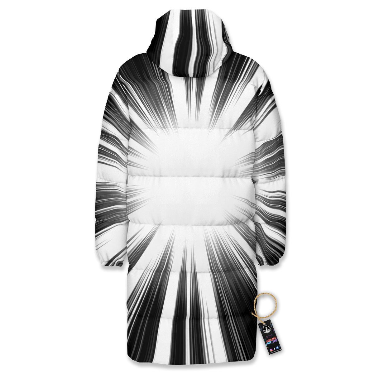 Lightspeed White And Black Print Long Down Jacket