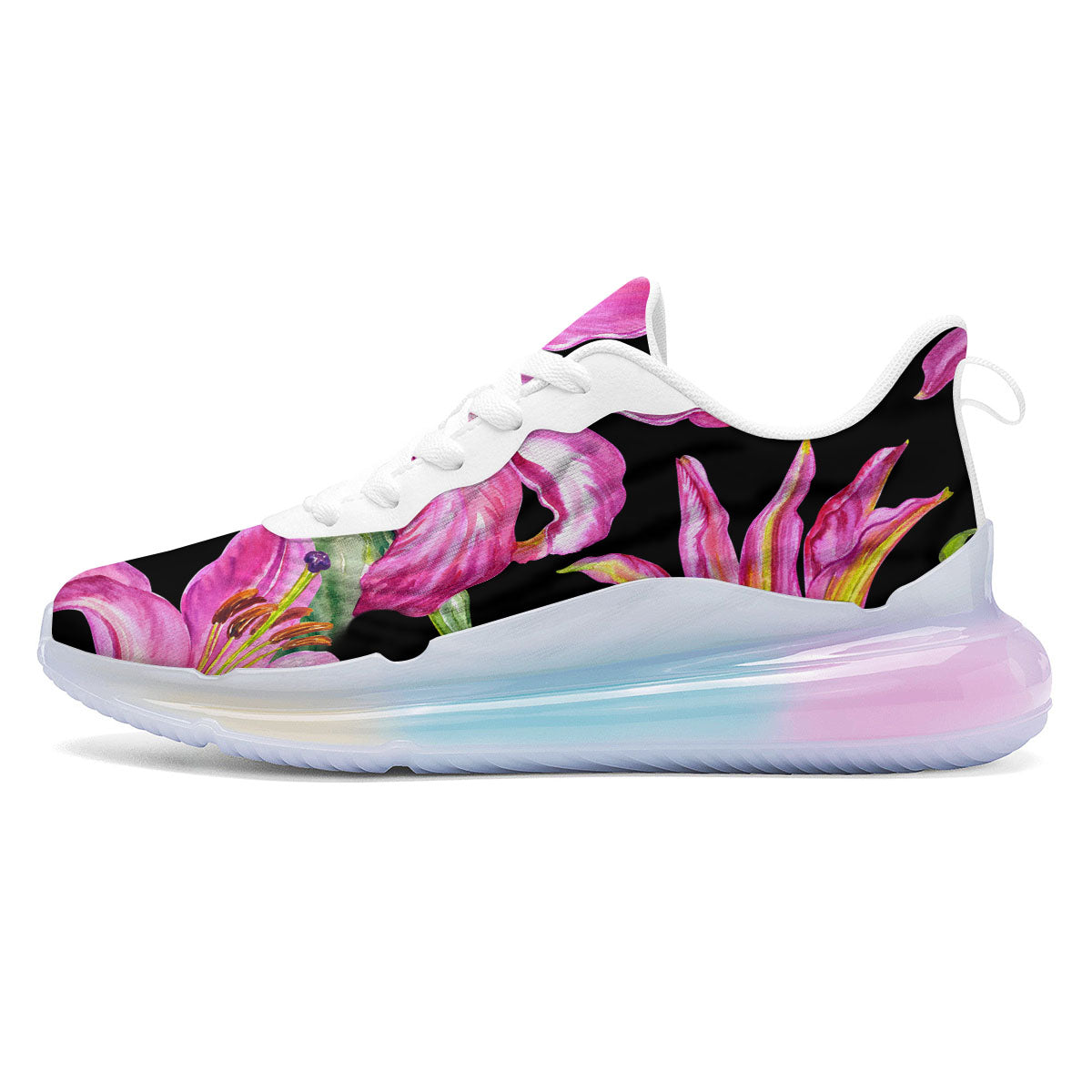 Lilies Pink Watercolor Print Running Sneakers-grizzshop