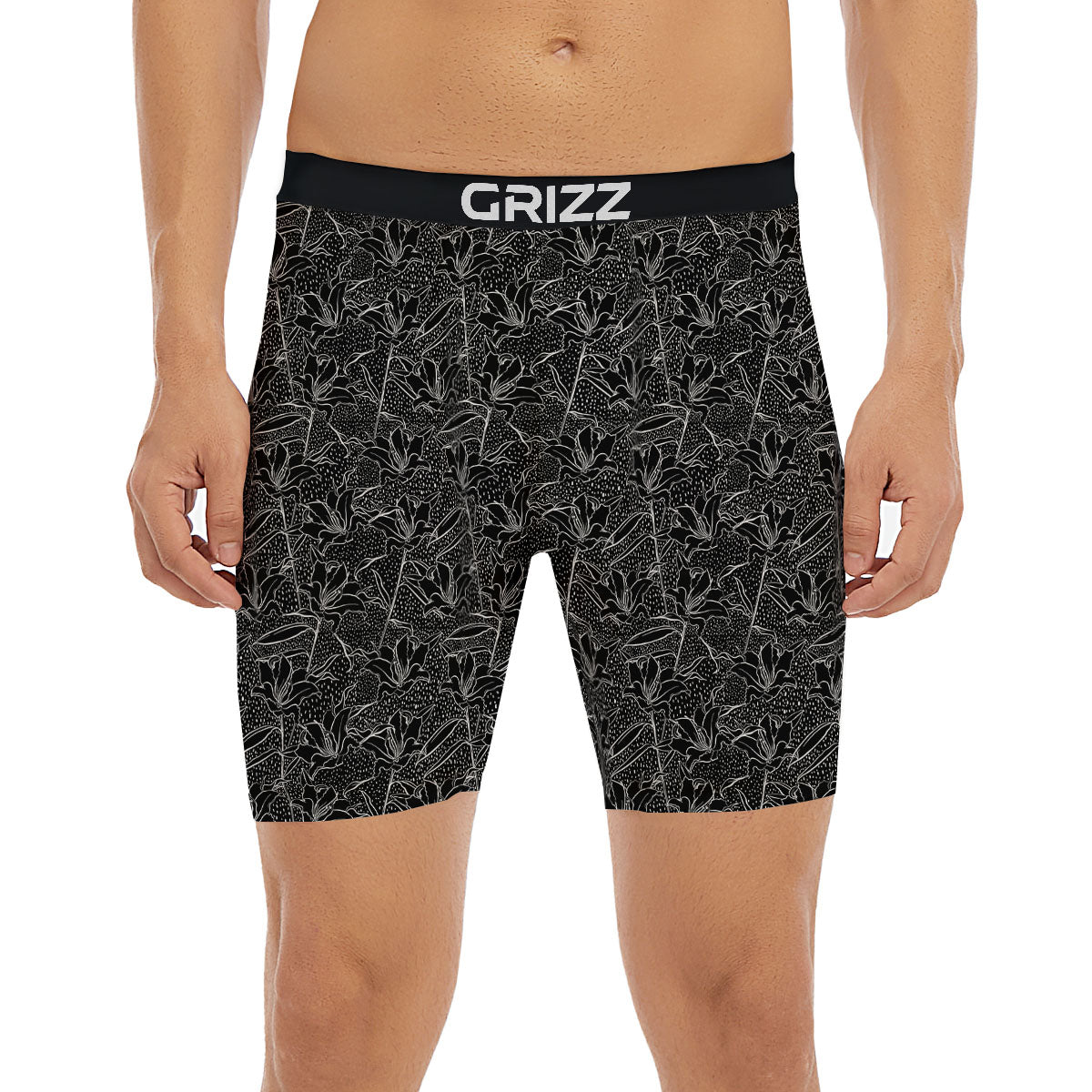 Lily Black And White Print Pattern Boxer Briefs-grizzshop