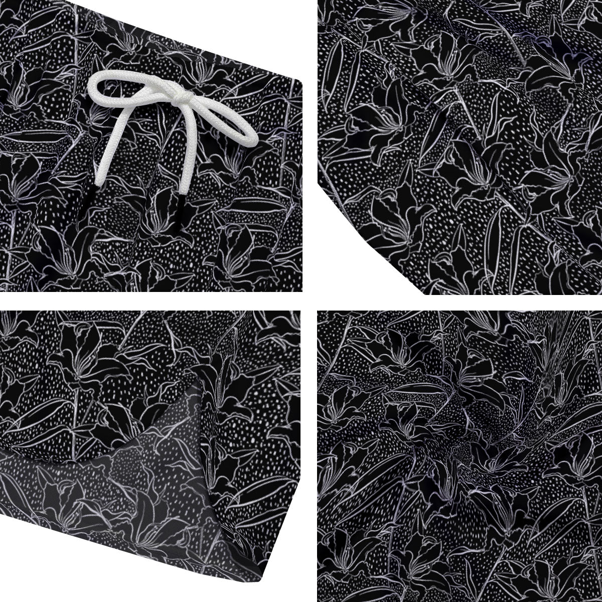 Lily Black And White Print Pattern Men's Running Shorts-grizzshop