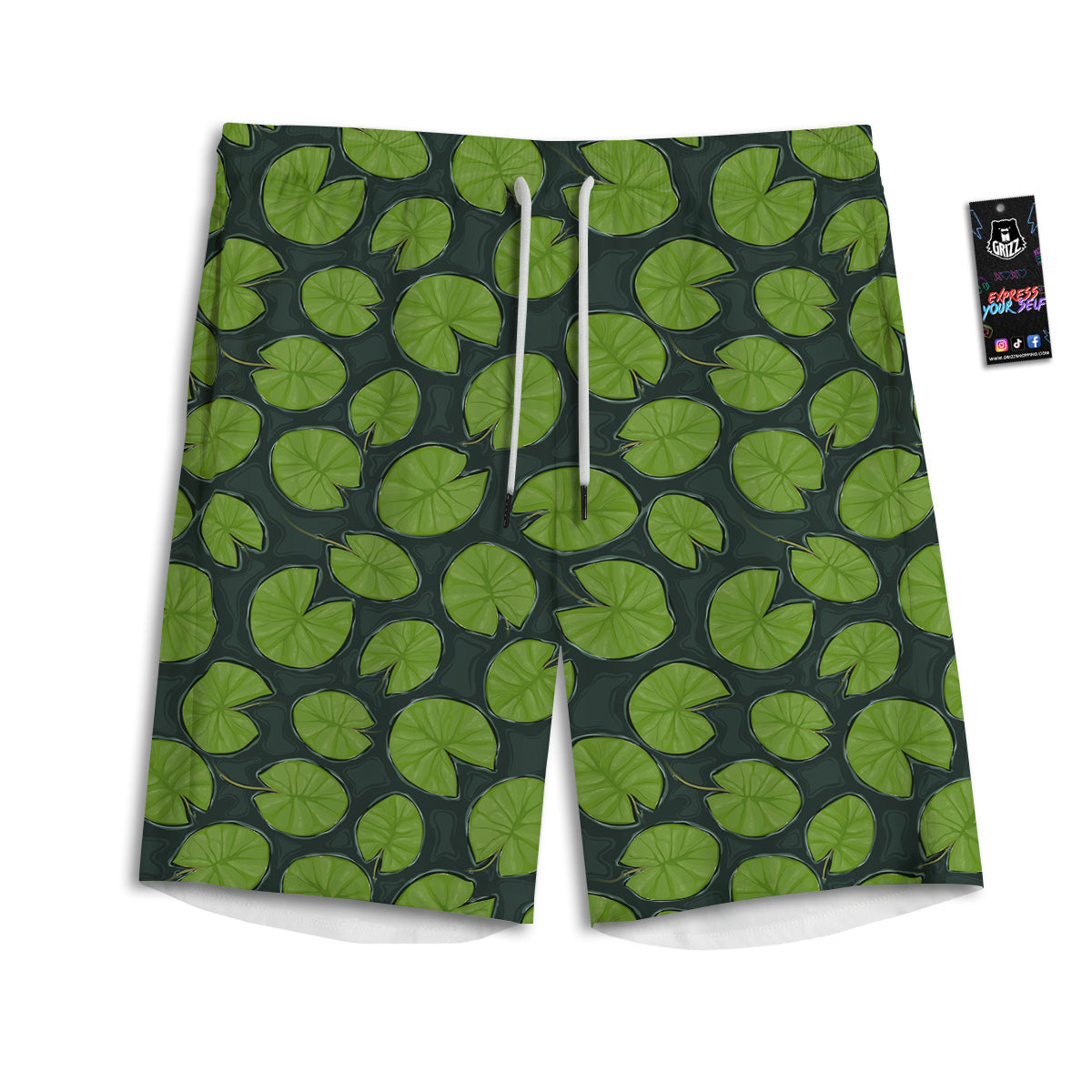 Lily Pads Water Print Pattern Men's Athletic Shorts