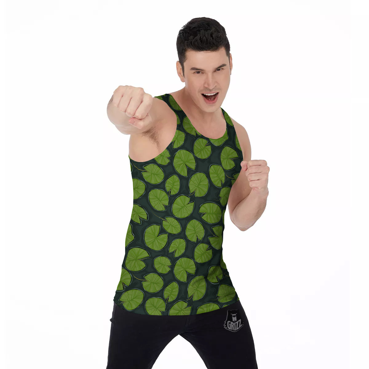 Lily Pads Water Print Pattern Men's Tank Top-grizzshop