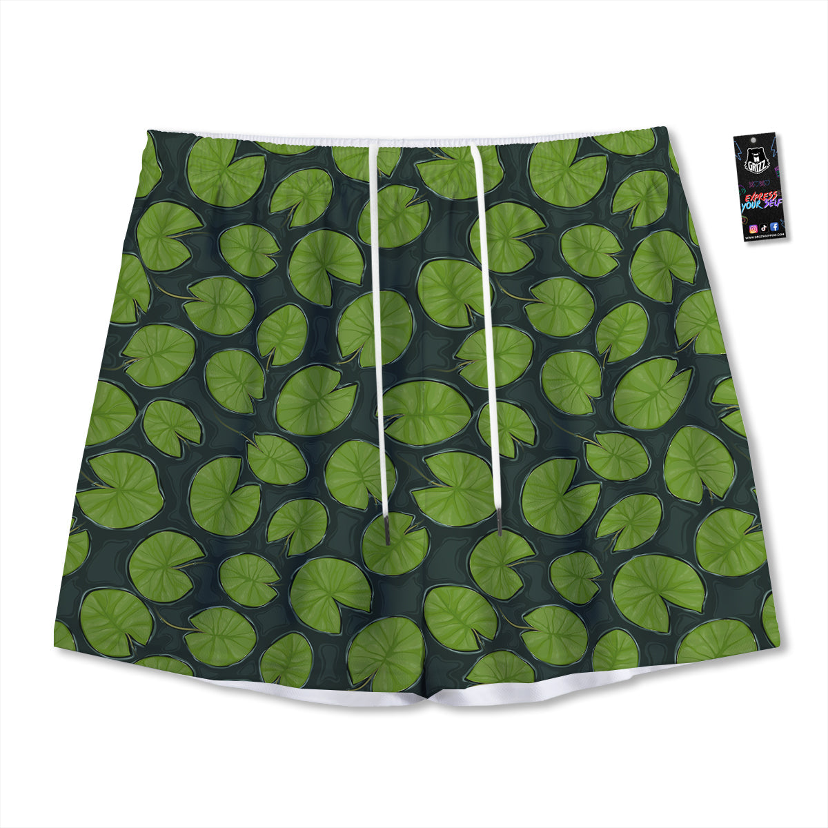 Lily Pads Water Print Pattern Mesh Shorts