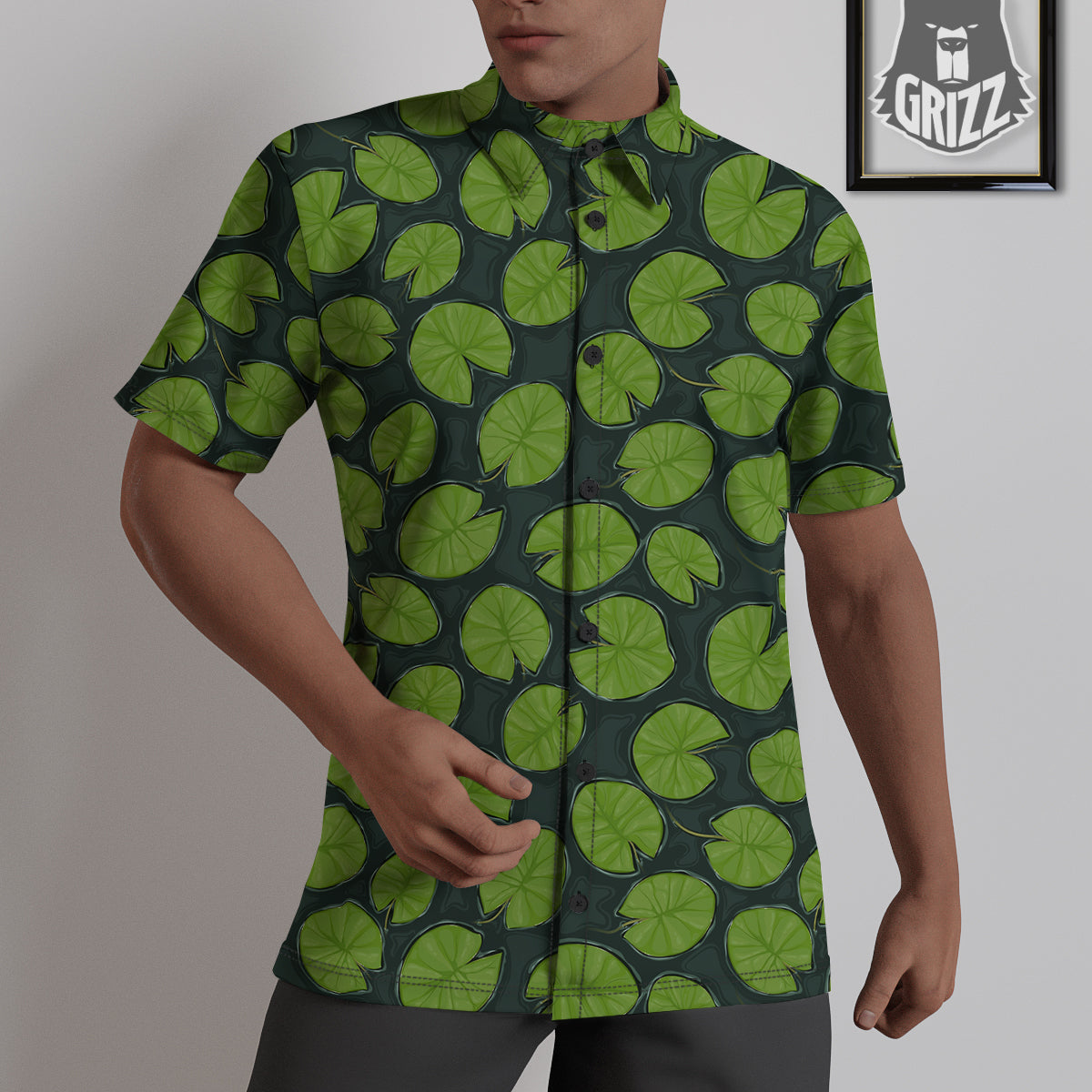 Lily Pads Water Print Pattern Untucked Shirts-grizzshop