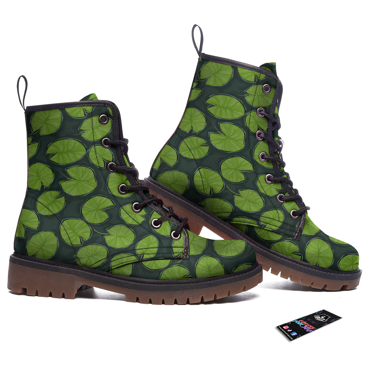 Lily Pads Water Print Pattern Work Boots-grizzshop