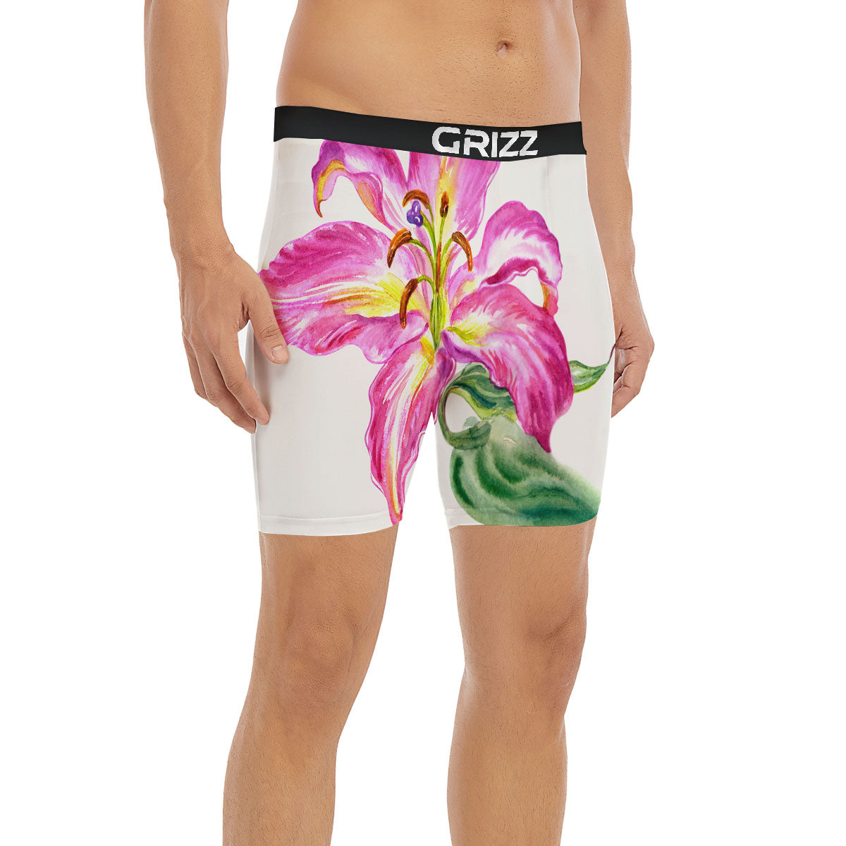 Lily Pink Watercolor Print Boxer Briefs-grizzshop