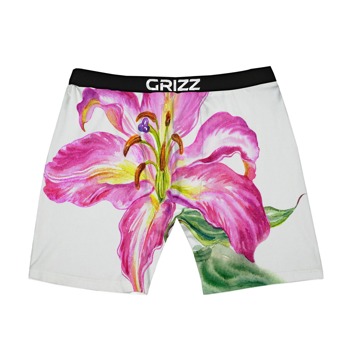 Lily Pink Watercolor Print Boxer Briefs-grizzshop