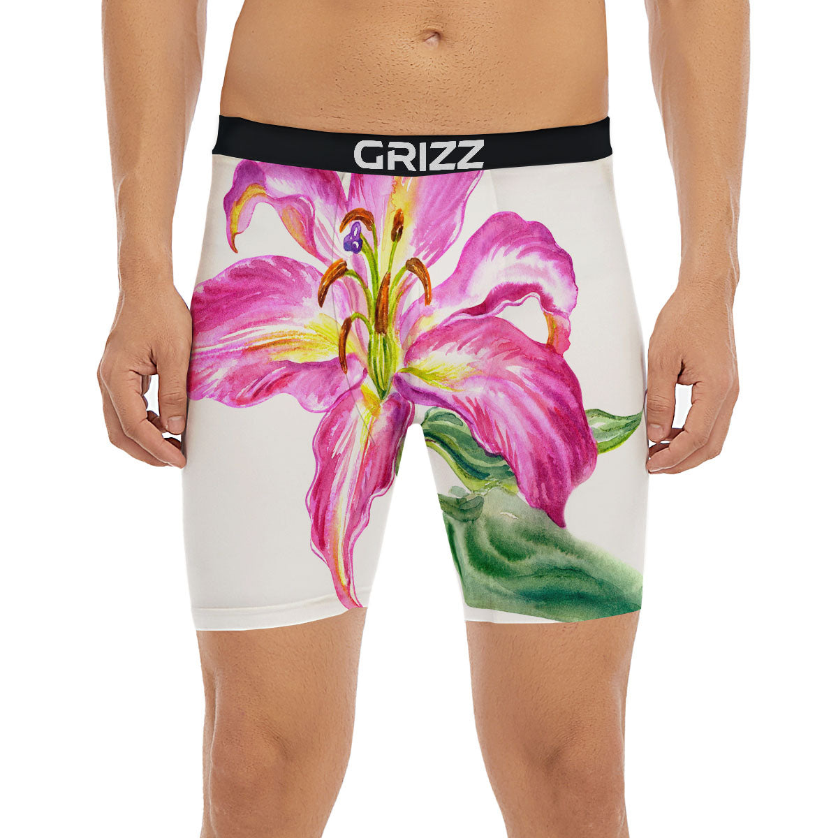 Lily Pink Watercolor Print Boxer Briefs-grizzshop