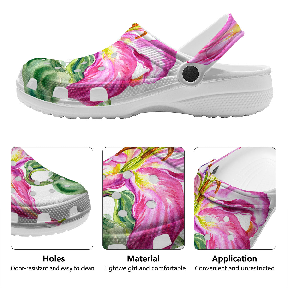 Lily Pink Watercolor Print Clog-grizzshop