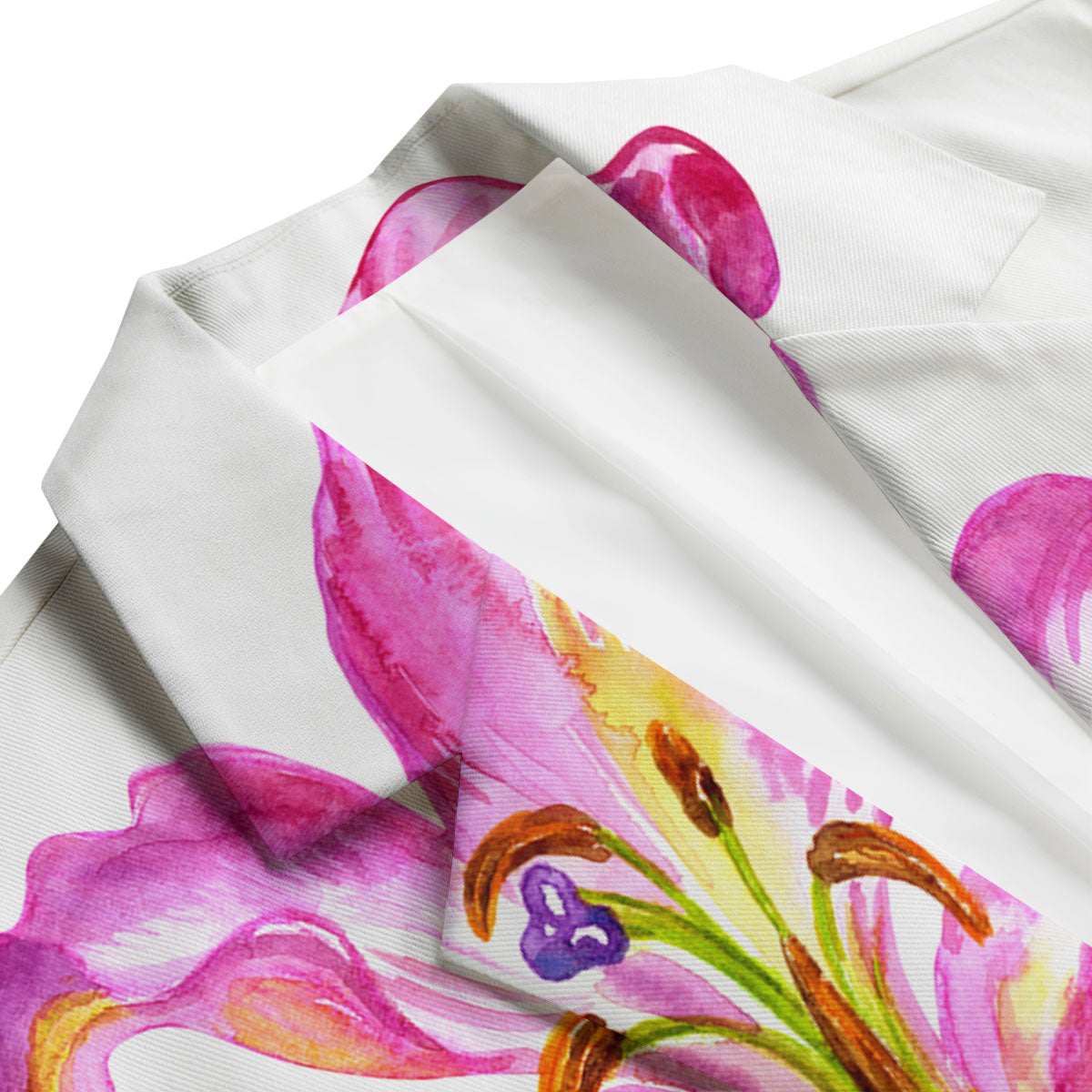 Lily Pink Watercolor Print Men's Blazer-grizzshop