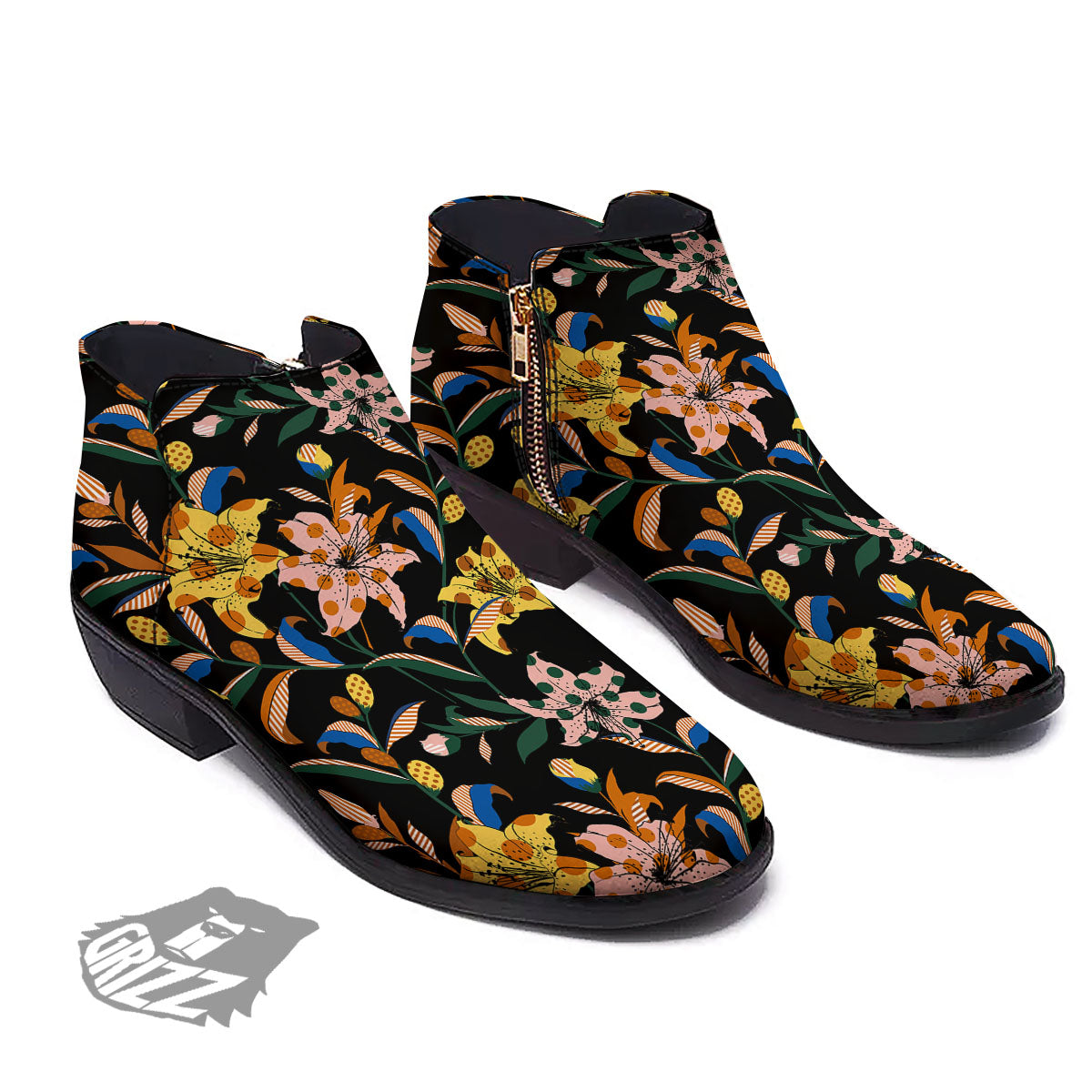 Lily Polka Dot Print Pattern Ankle Boots-grizzshop