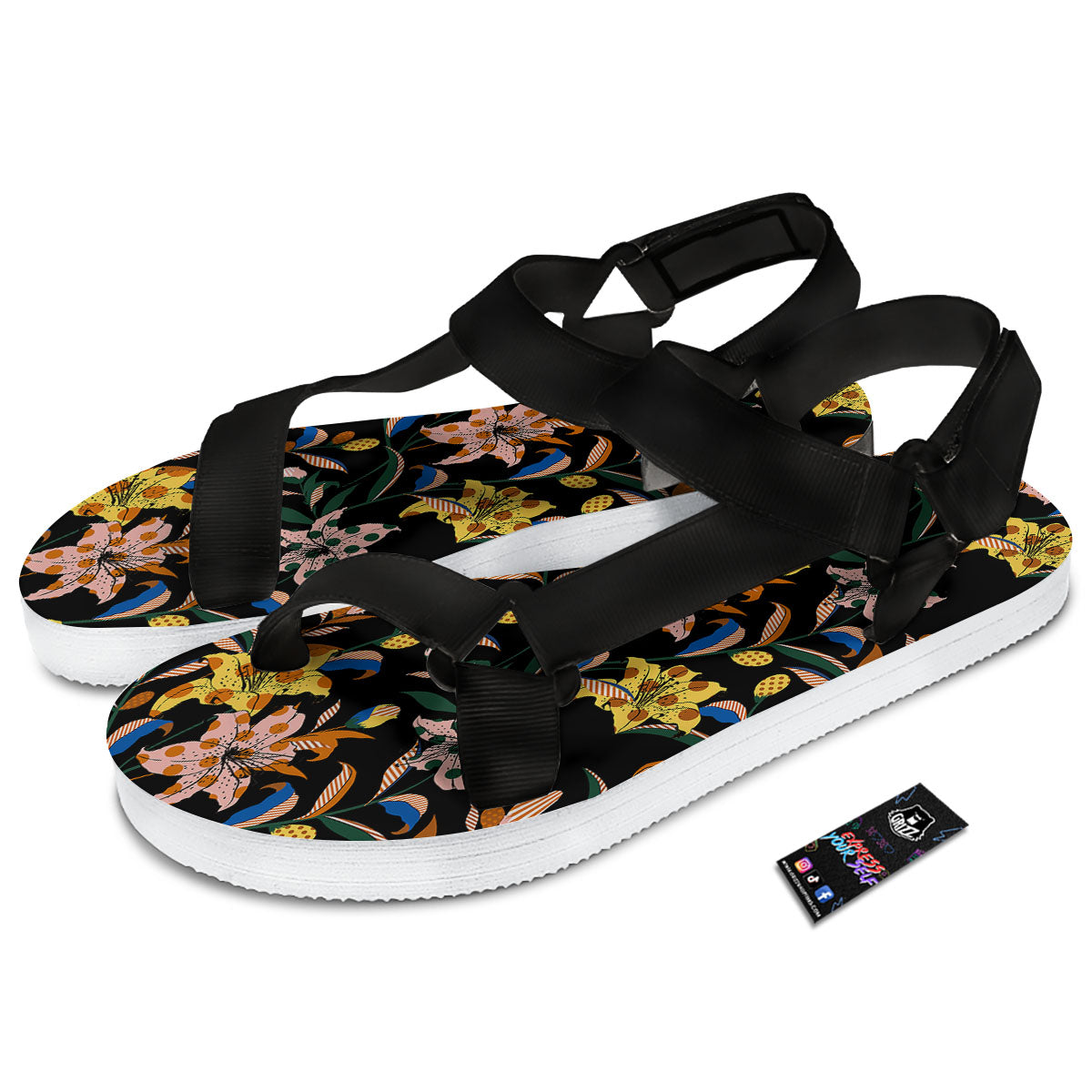 Lily Polka Dot Print Pattern Black Open Toe Sandals-grizzshop