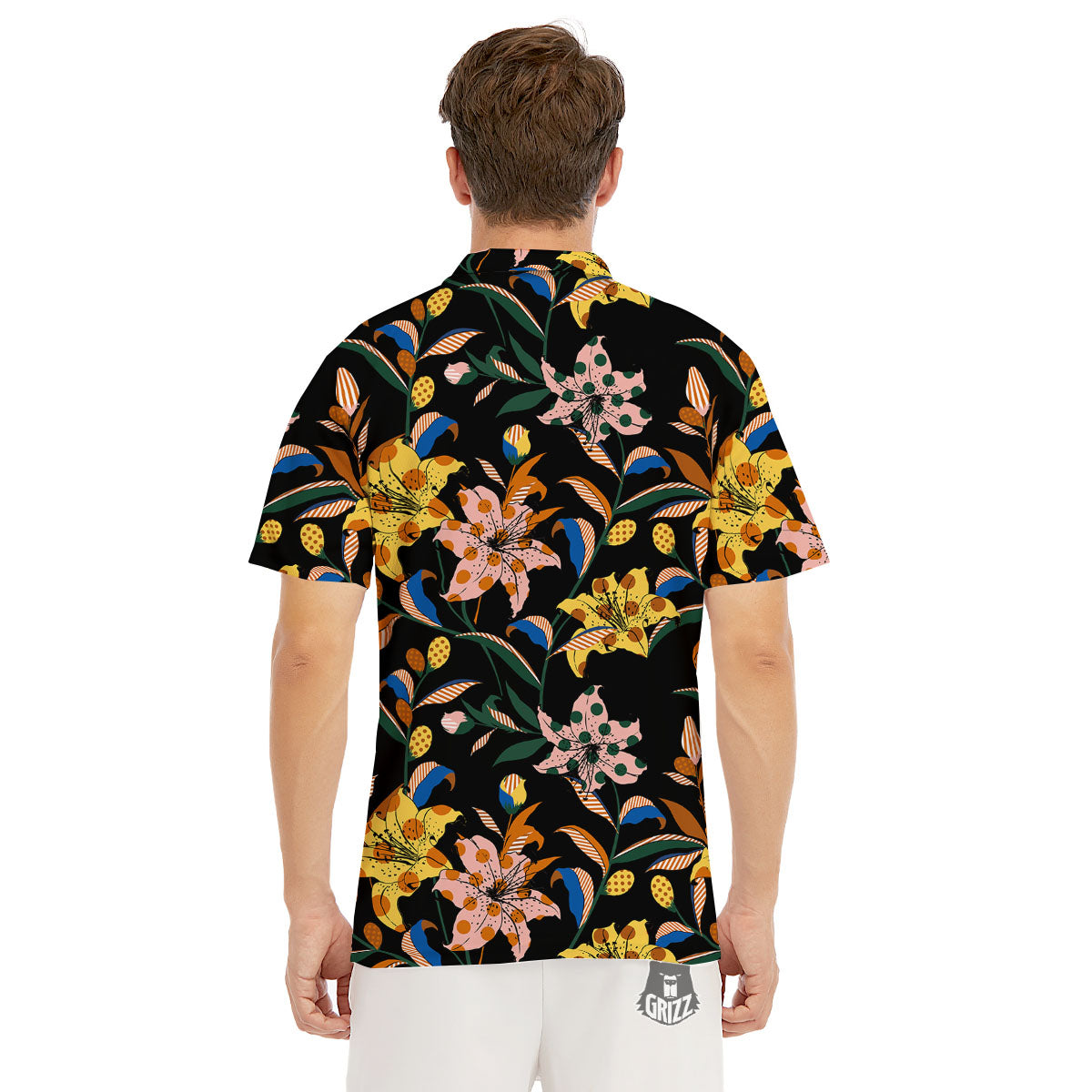 Lily Polka Dot Print Pattern Men's Golf Shirts-grizzshop