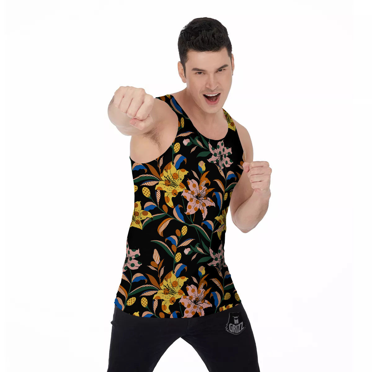 Lily Polka Dot Print Pattern Men's Tank Top-grizzshop