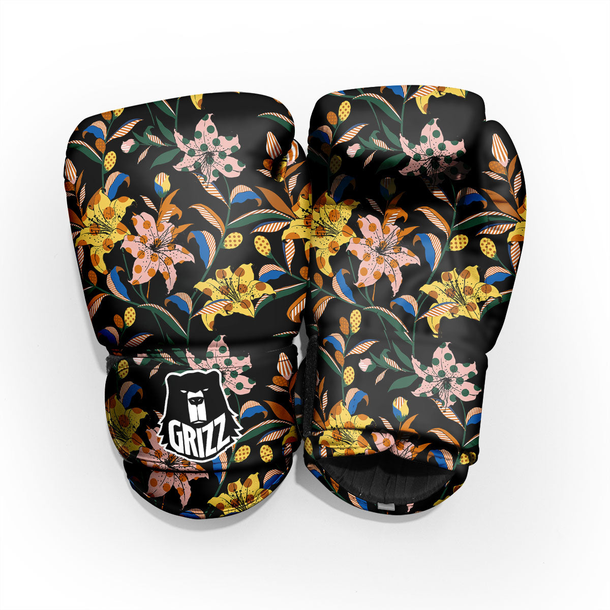 Lily Polka Dot Print Pattern Pro Boxing Glove