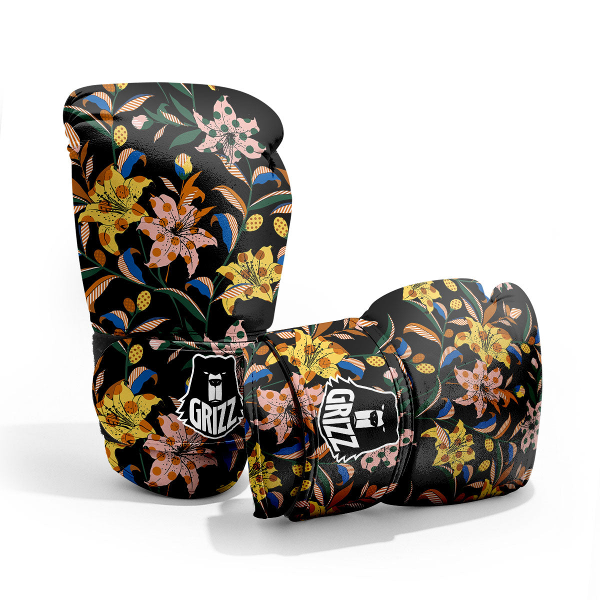 Lily Polka Dot Print Pattern Pro Boxing Glove
