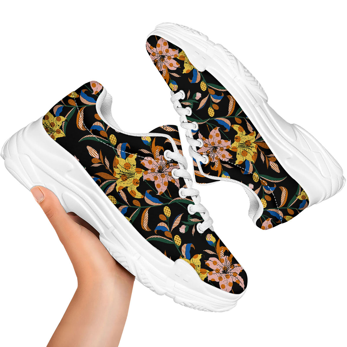Lily Polka Dot Print Pattern White Chunky Shoes-grizzshop
