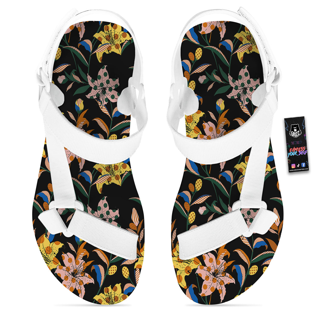 Lily Polka Dot Print Pattern White Open Toe Sandals-grizzshop
