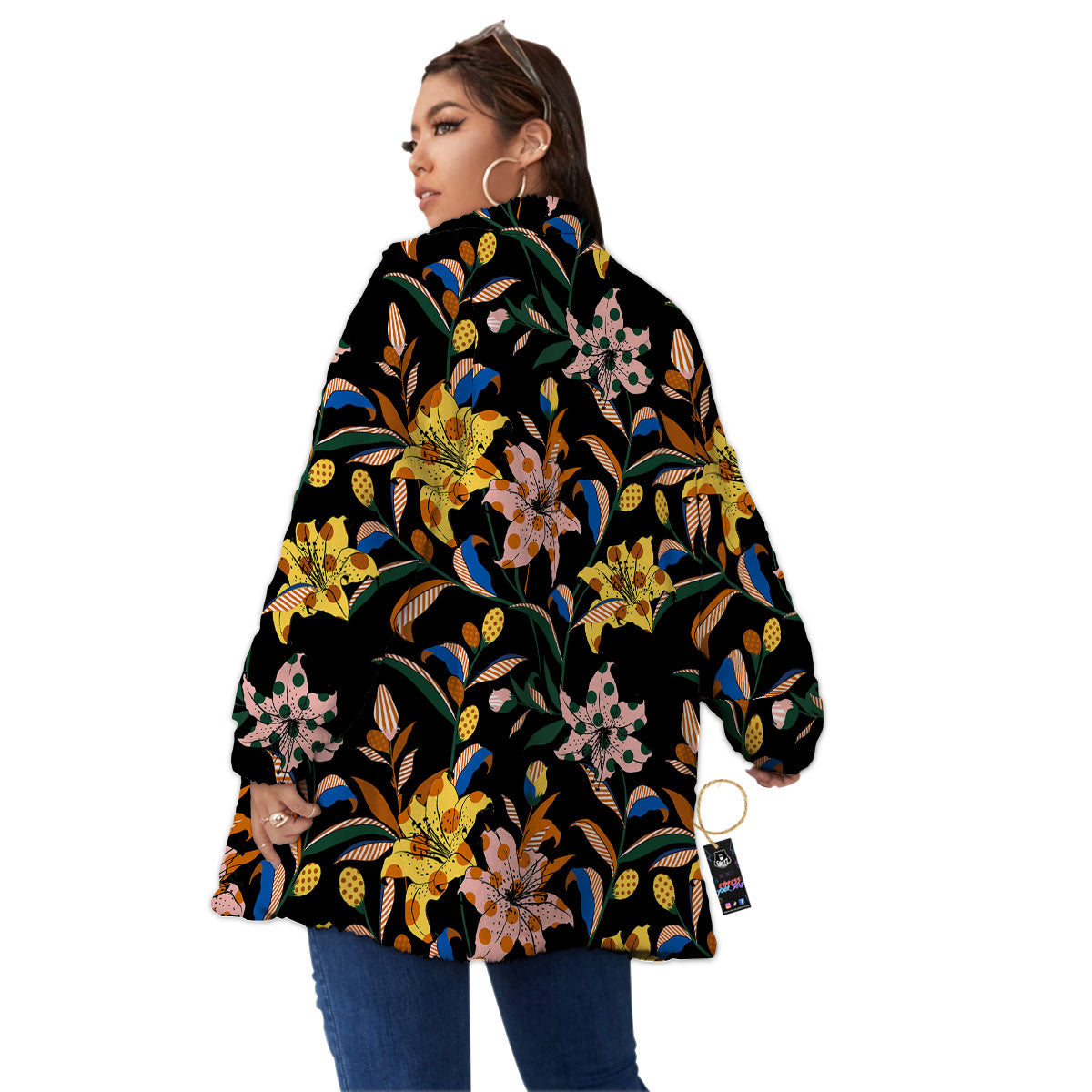 Lily Polka Dot Print Pattern Women's Sherpa Jacket-grizzshop