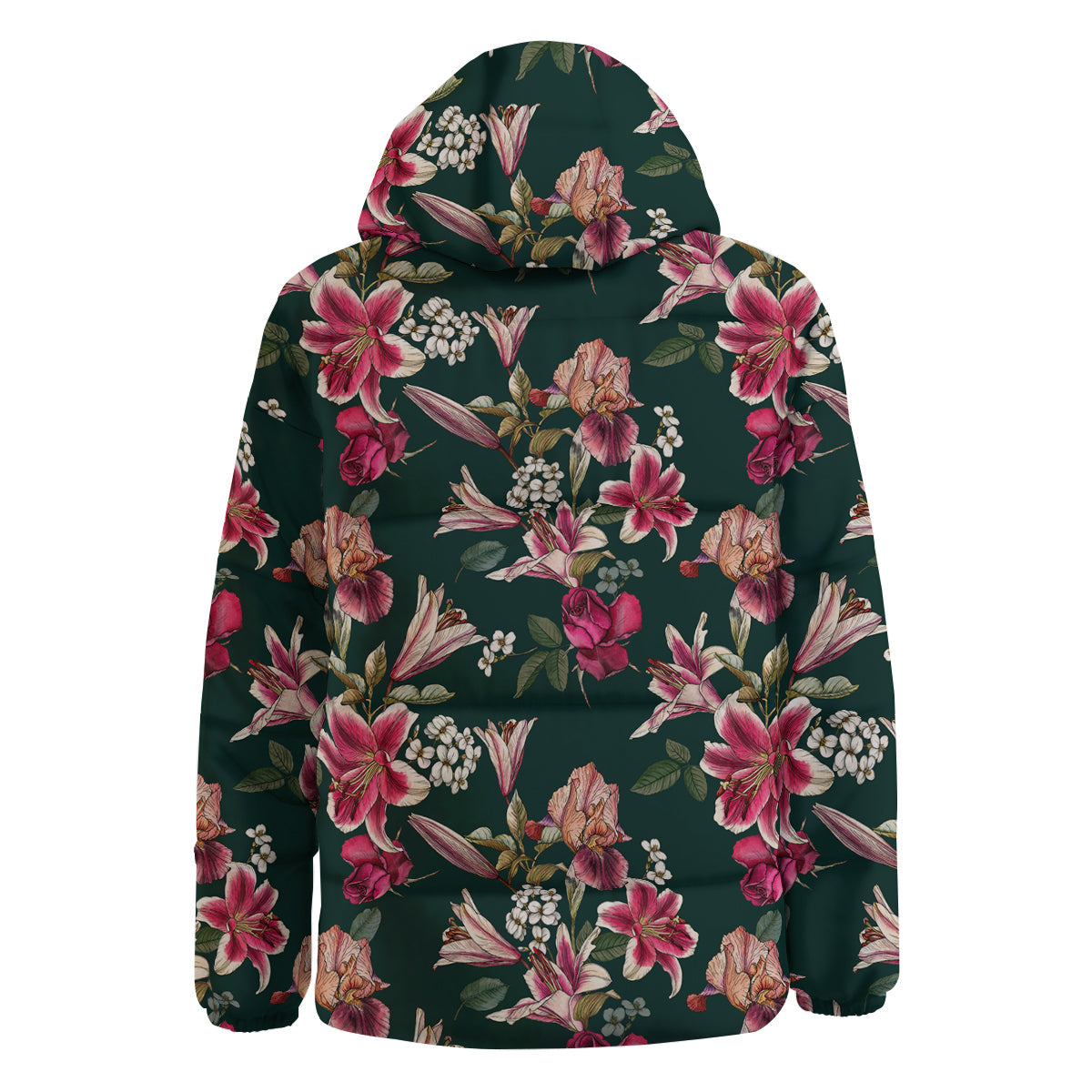 Lily Tropical Watercolor Print Pattern Down Jacket-grizzshop