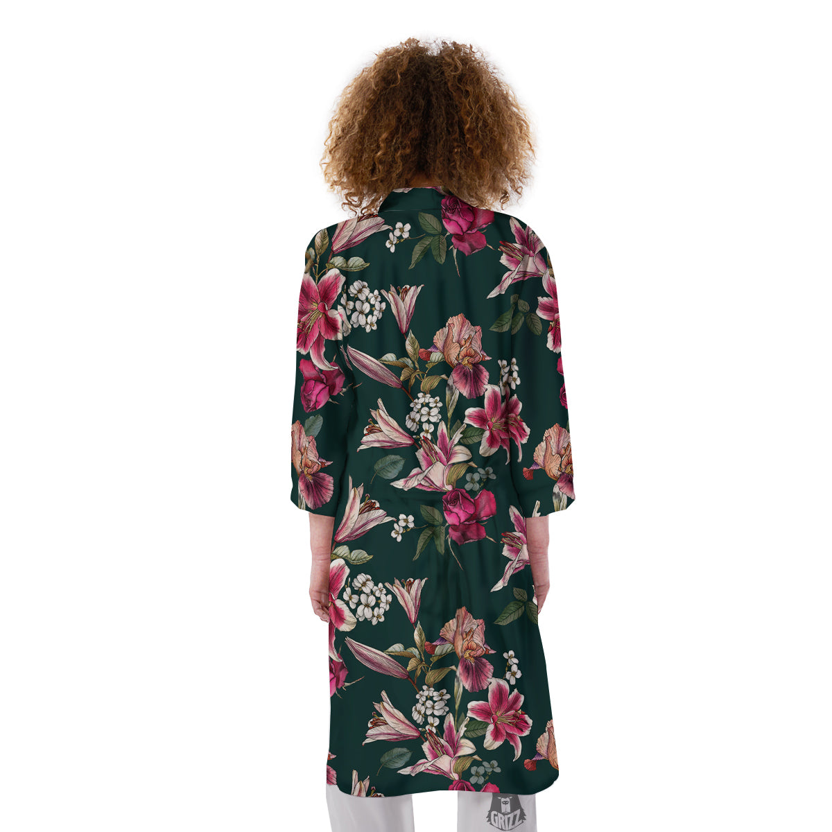 Lily Tropical Watercolor Print Pattern Kimono-grizzshop
