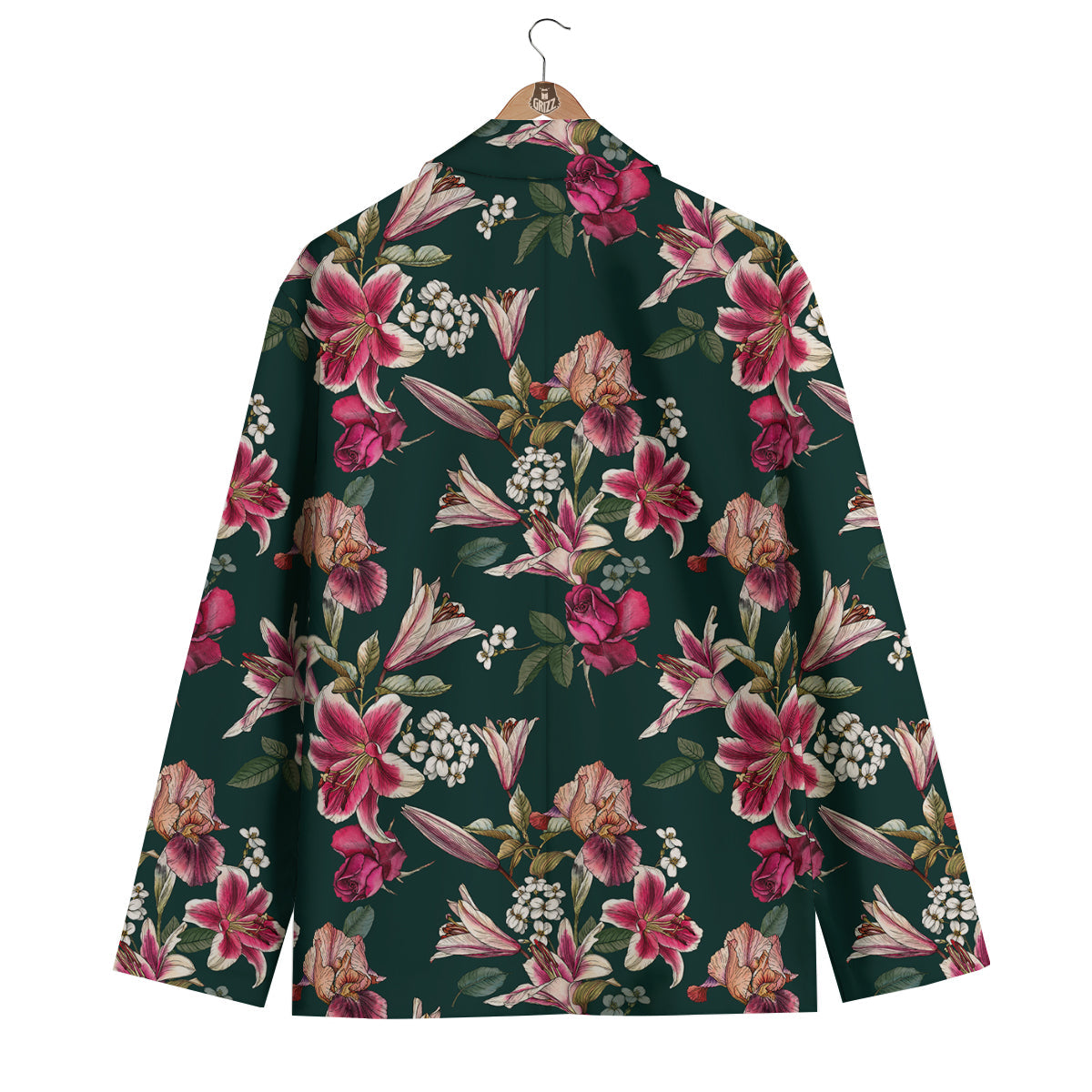 Lily Tropical Watercolor Print Pattern Men's Blazer-grizzshop