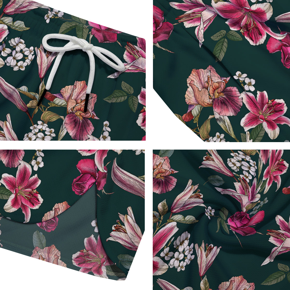 Lily Tropical Watercolor Print Pattern Men's Running Shorts-grizzshop