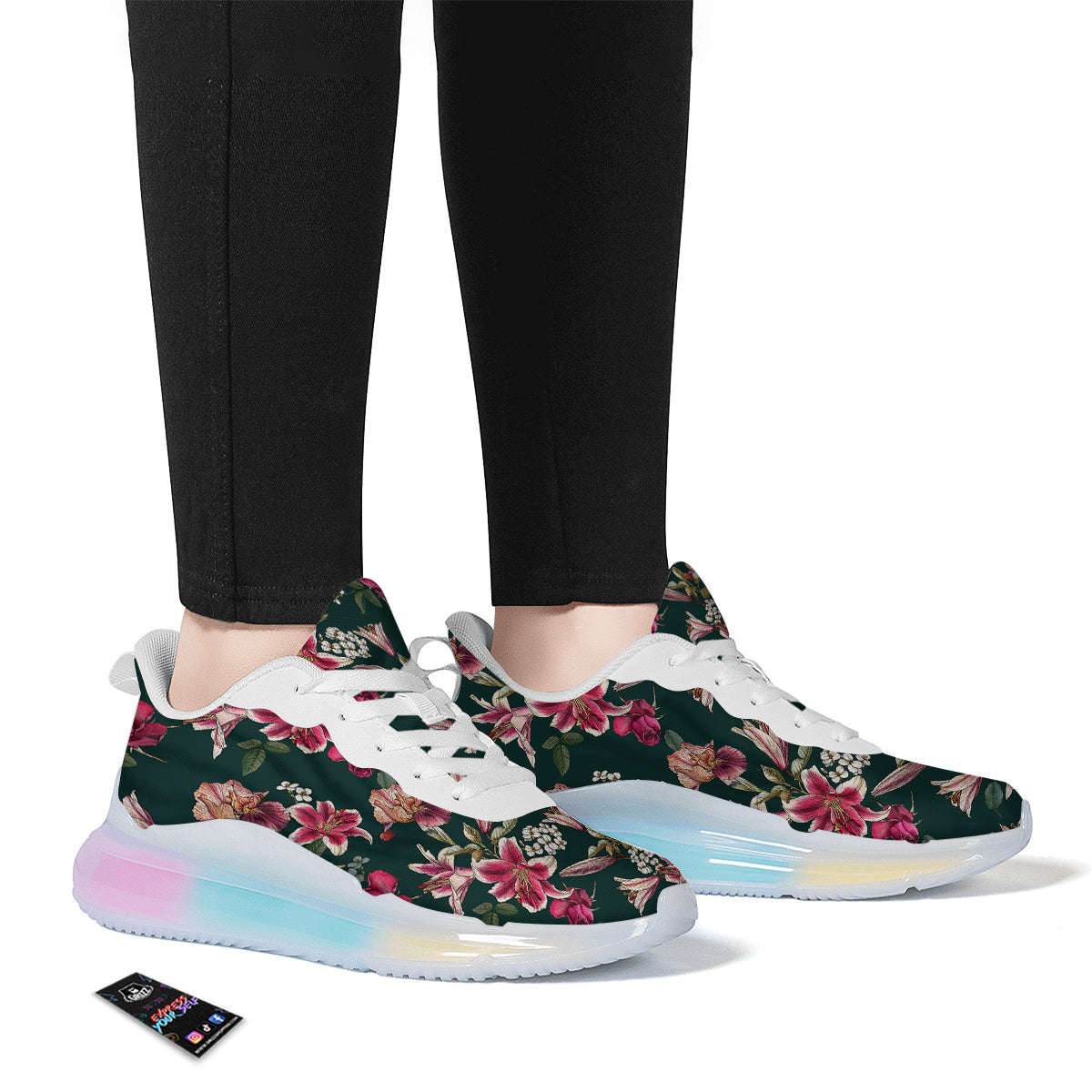 Lily Tropical Watercolor Print Pattern Running Sneakers-grizzshop